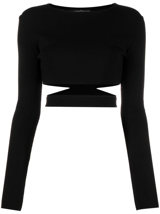 cut-out ribbed crop top