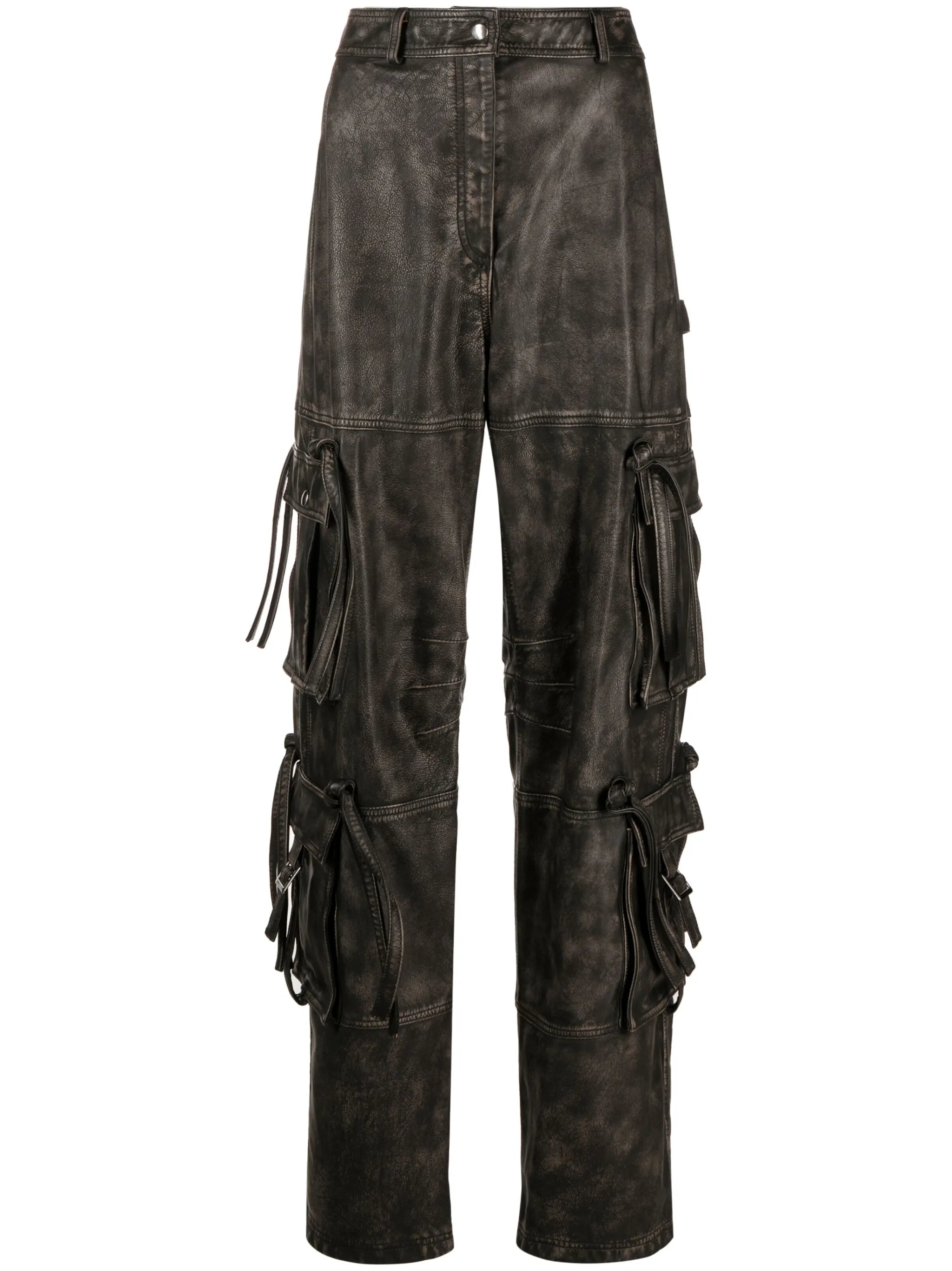 mid-rise cargo leather pants