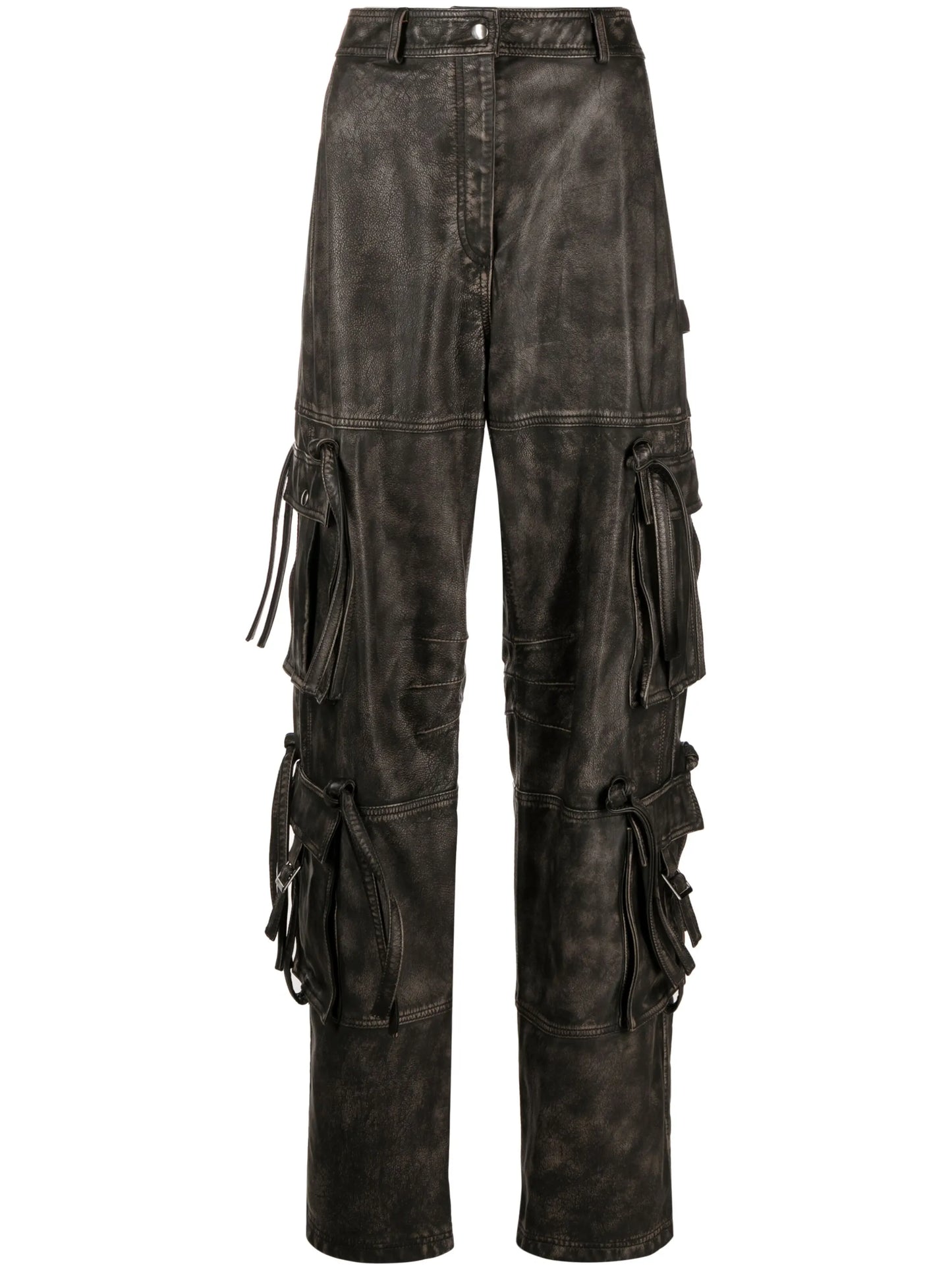 mid-rise cargo leather pants