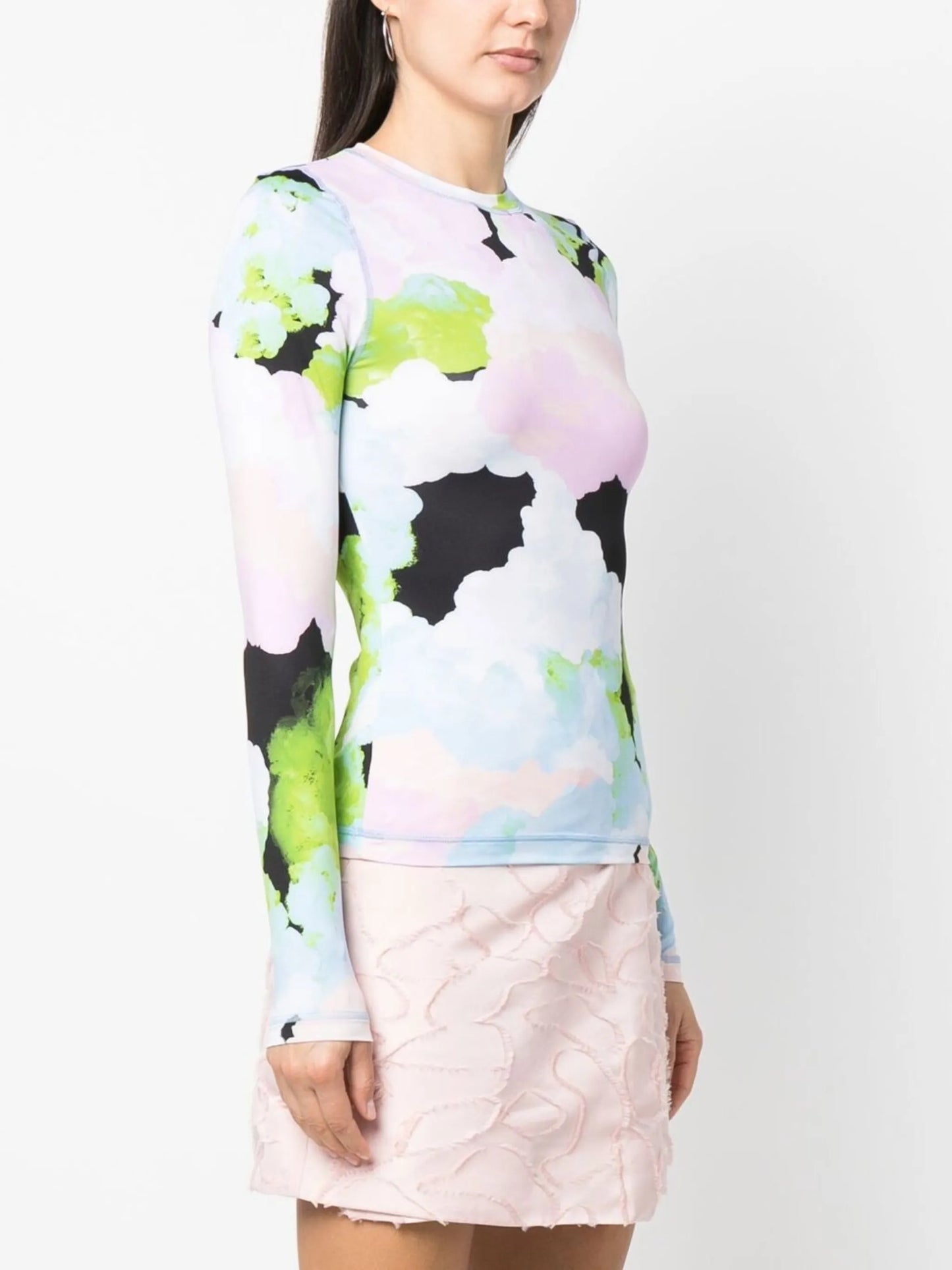 abstract-print long-sleeve T-shirt