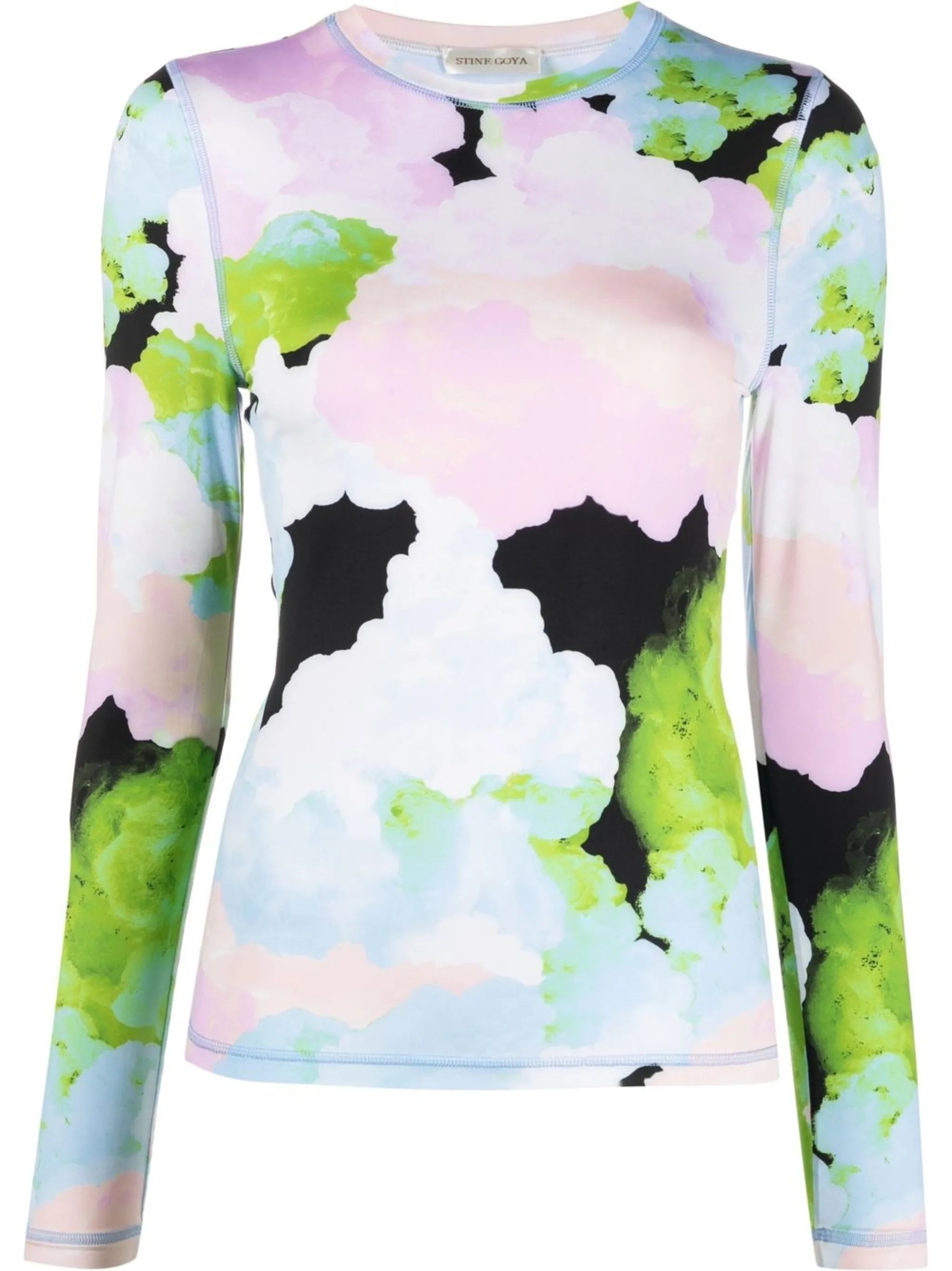 abstract-print long-sleeve T-shirt