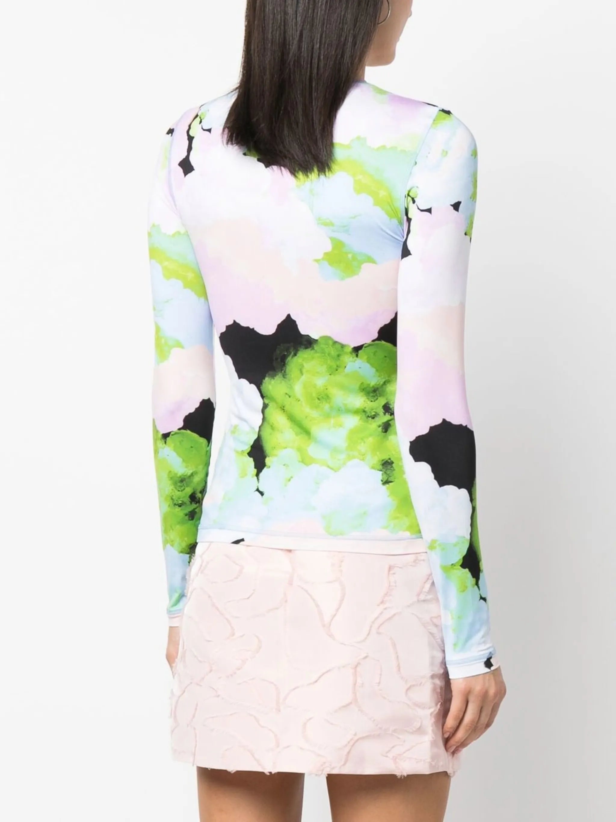 abstract-print long-sleeve T-shirt