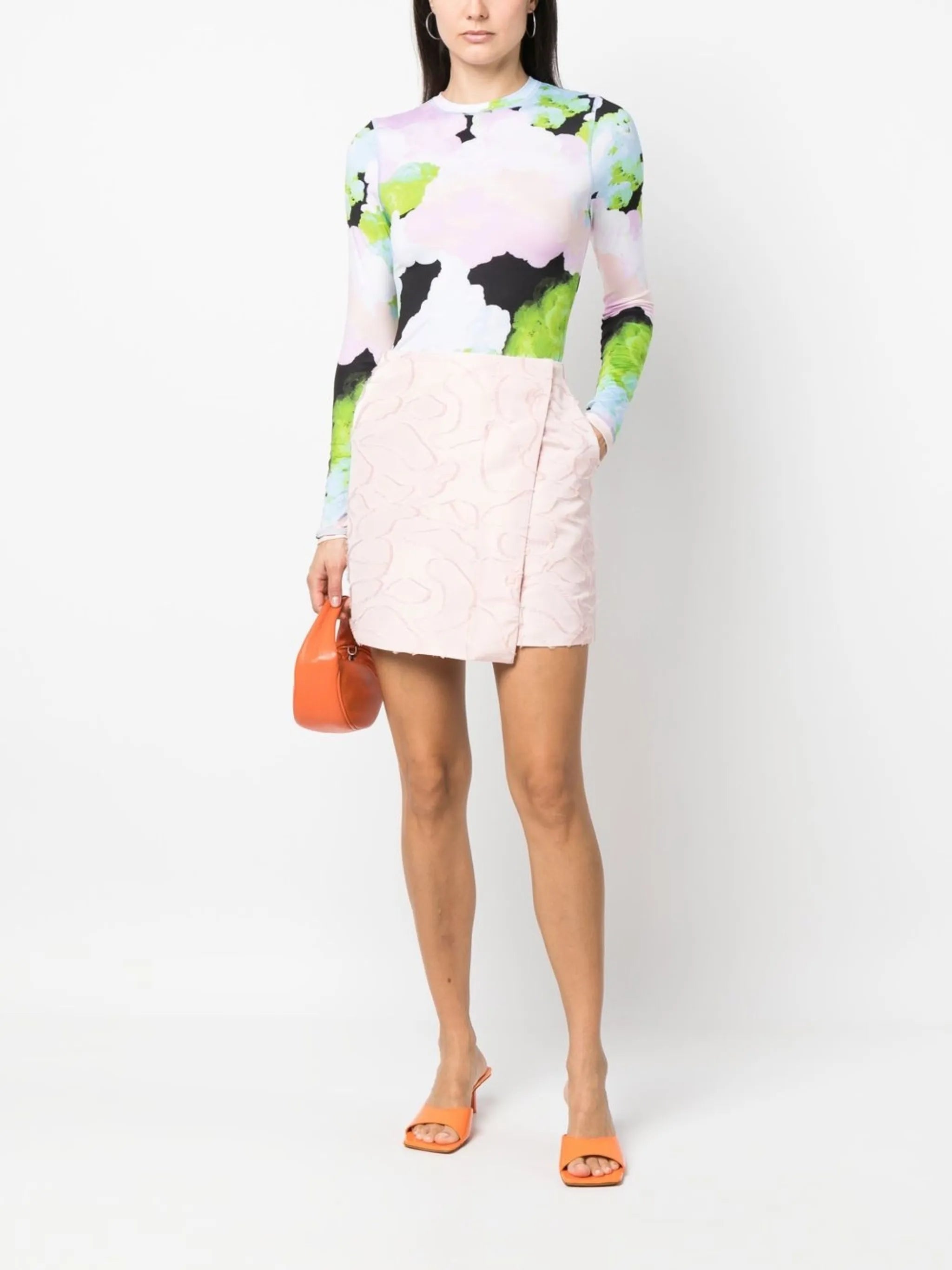 abstract-print long-sleeve T-shirt