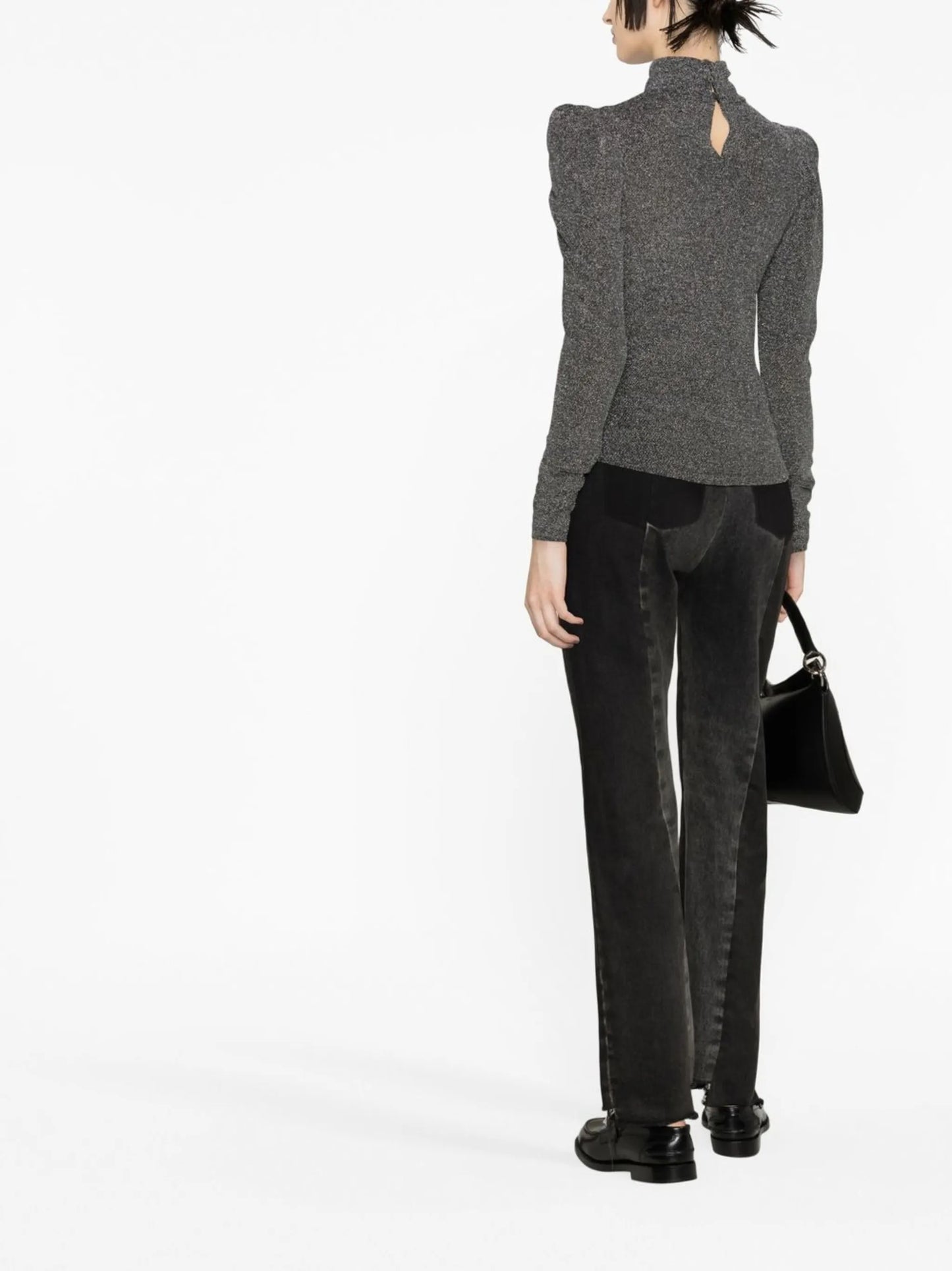 glitter padded shoulders top
