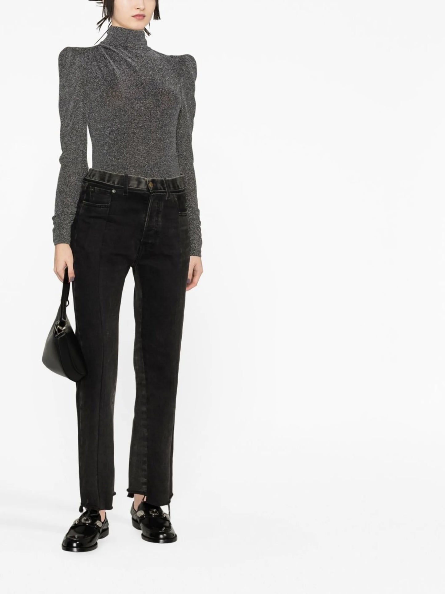 glitter padded shoulders top