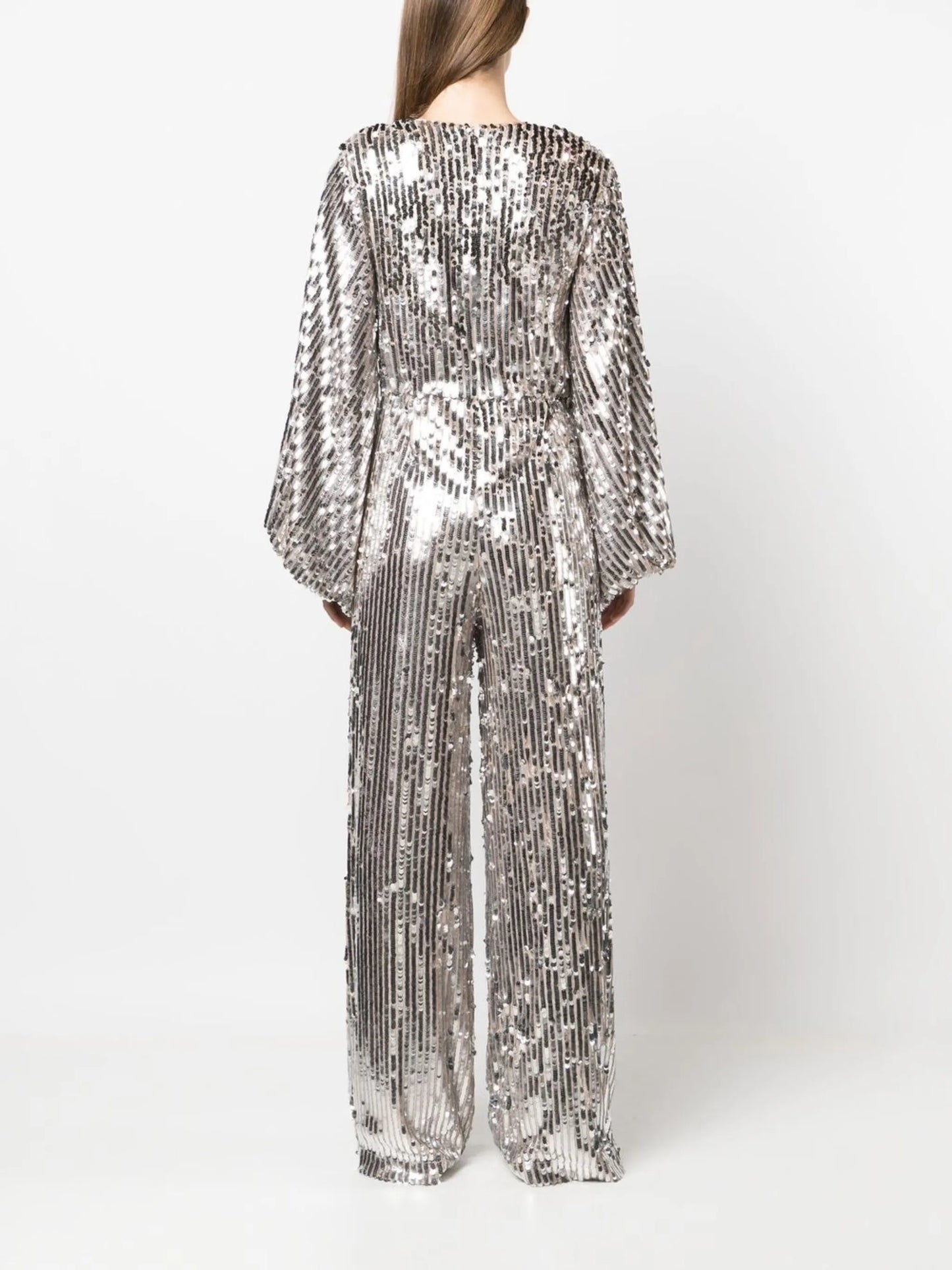 V-neck sequin jumpsuit