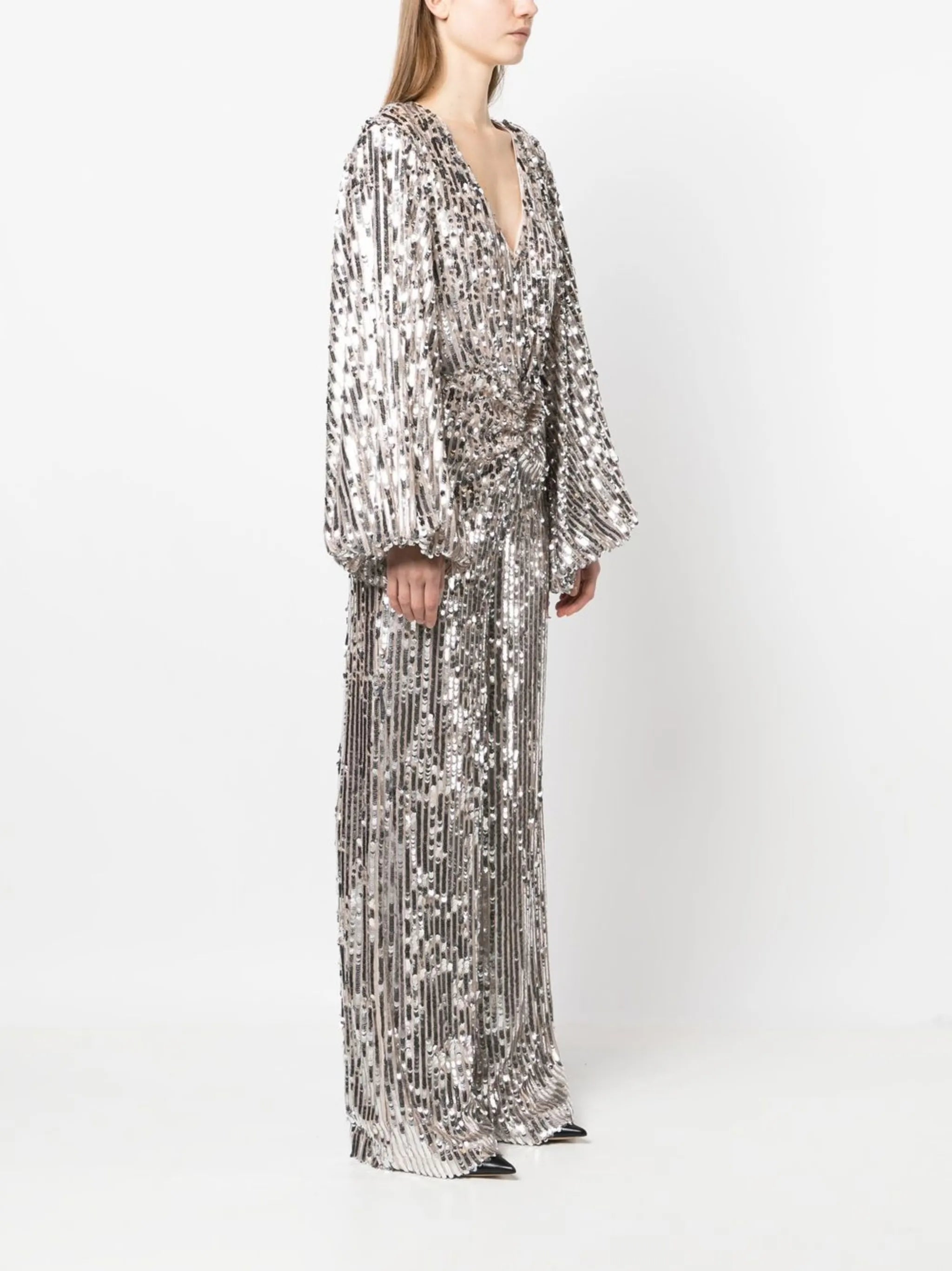 V-neck sequin jumpsuit