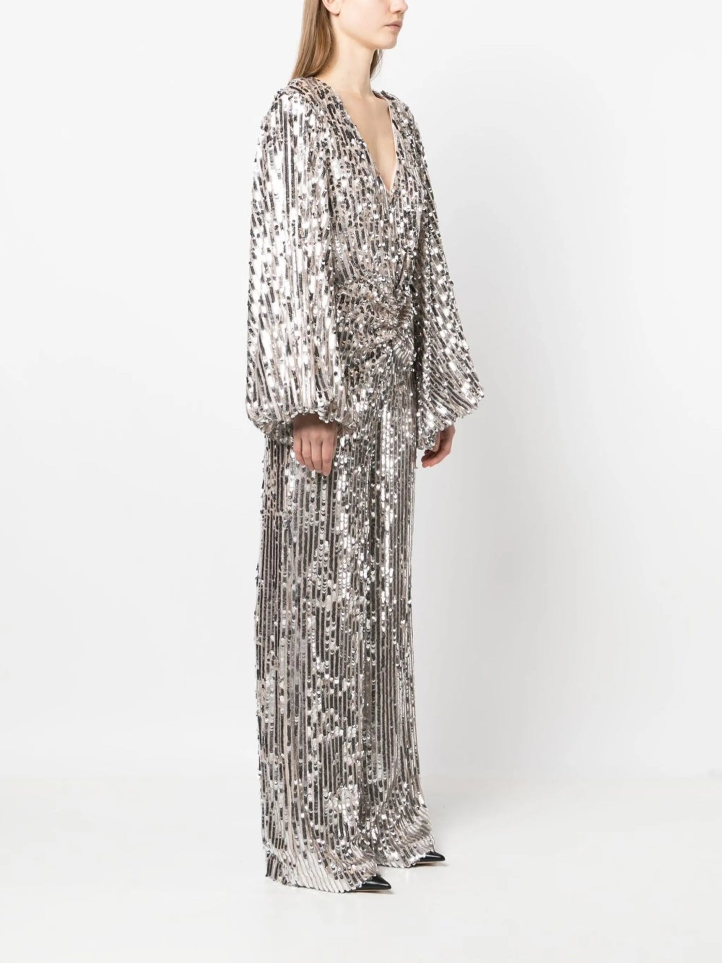 V-neck sequin jumpsuit