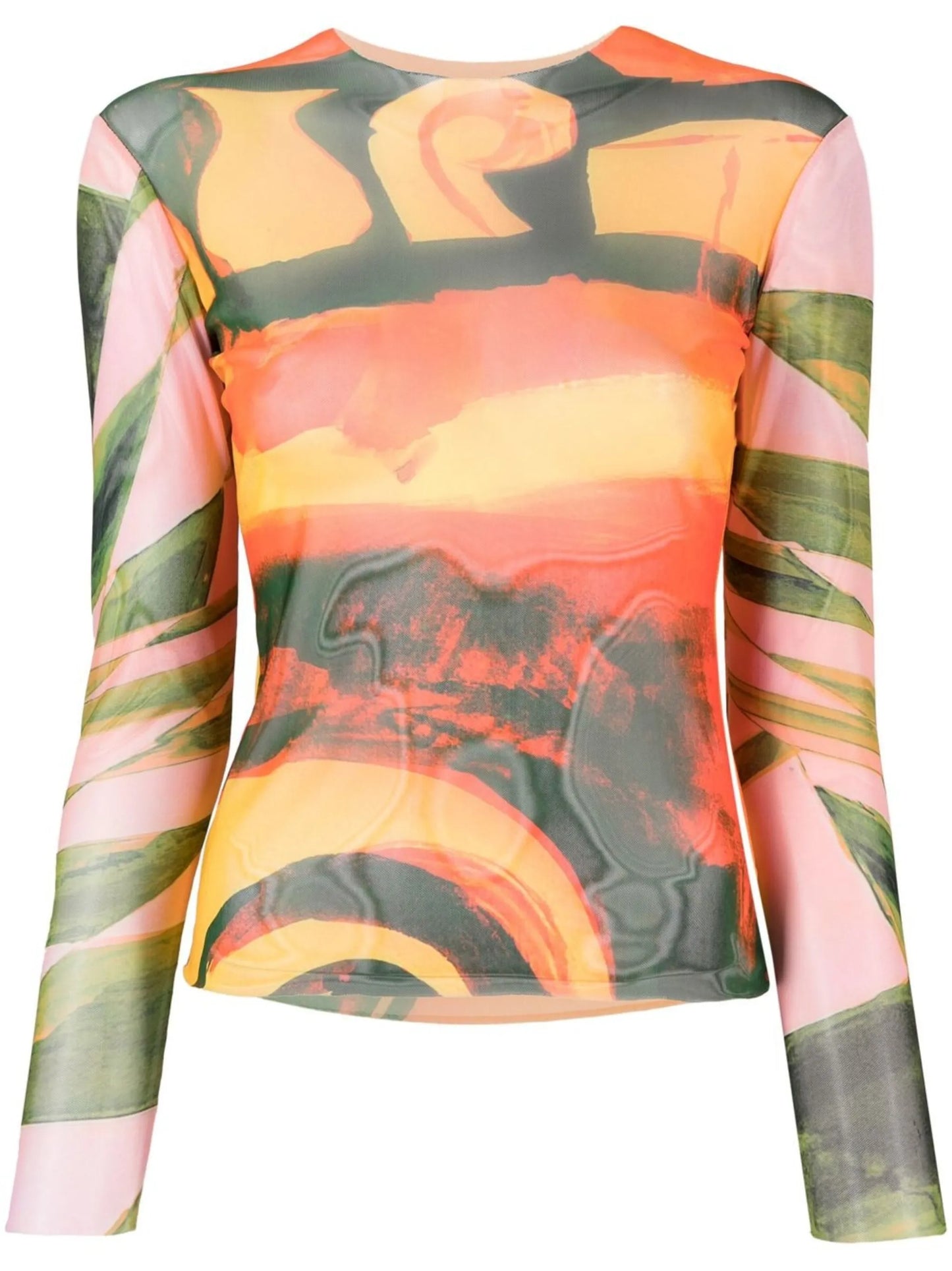 abstract-print mesh top