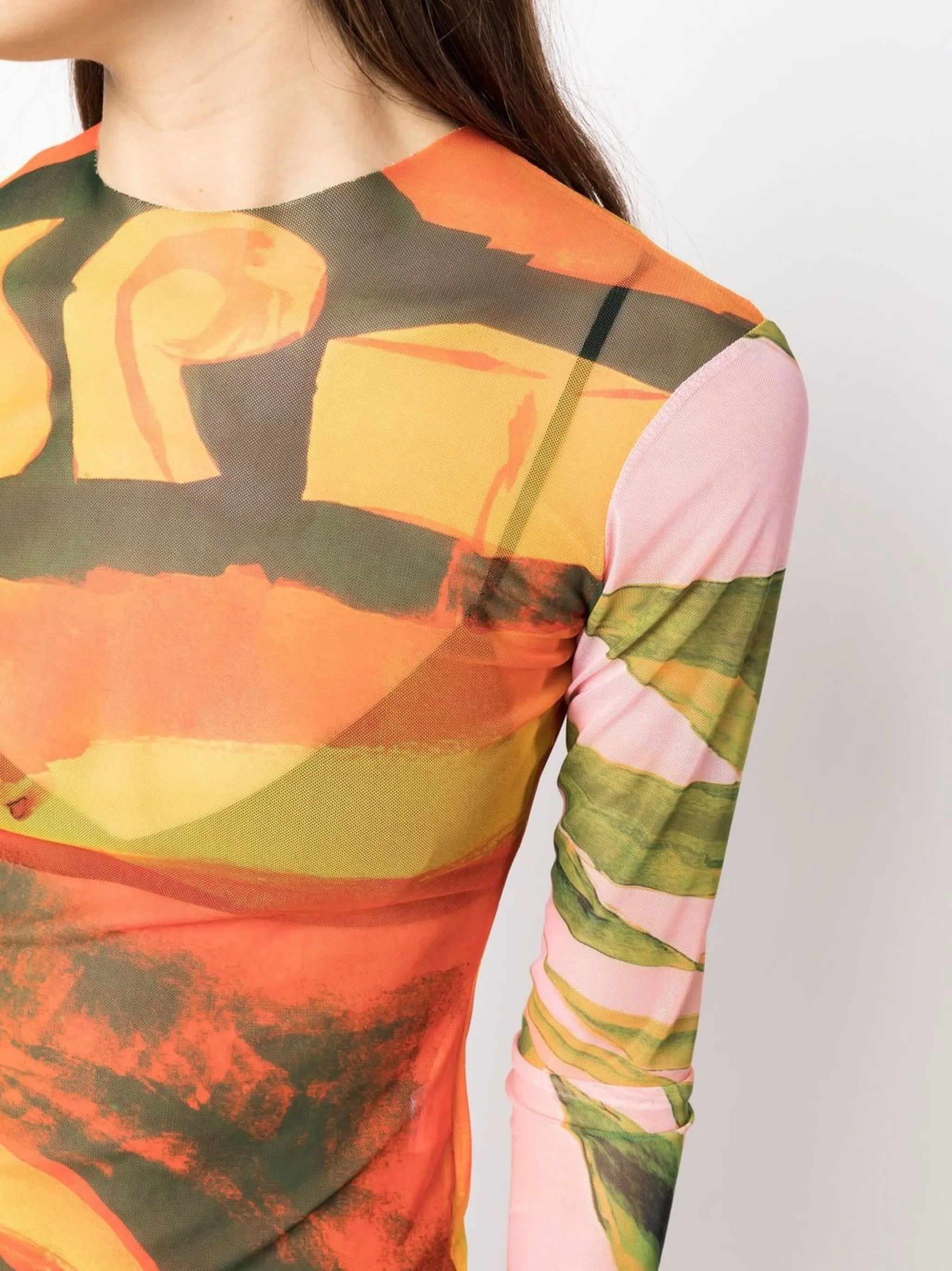 abstract-print mesh top