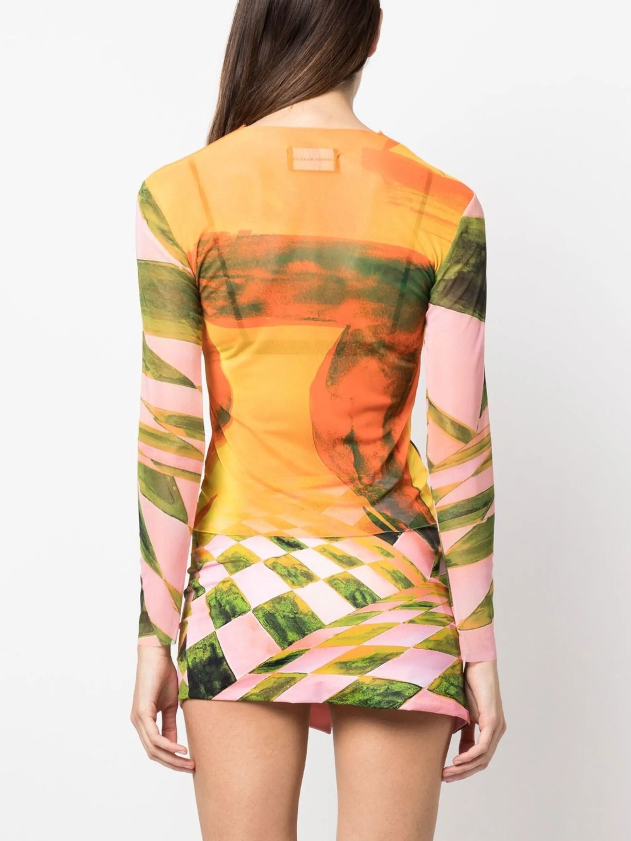 abstract-print mesh top