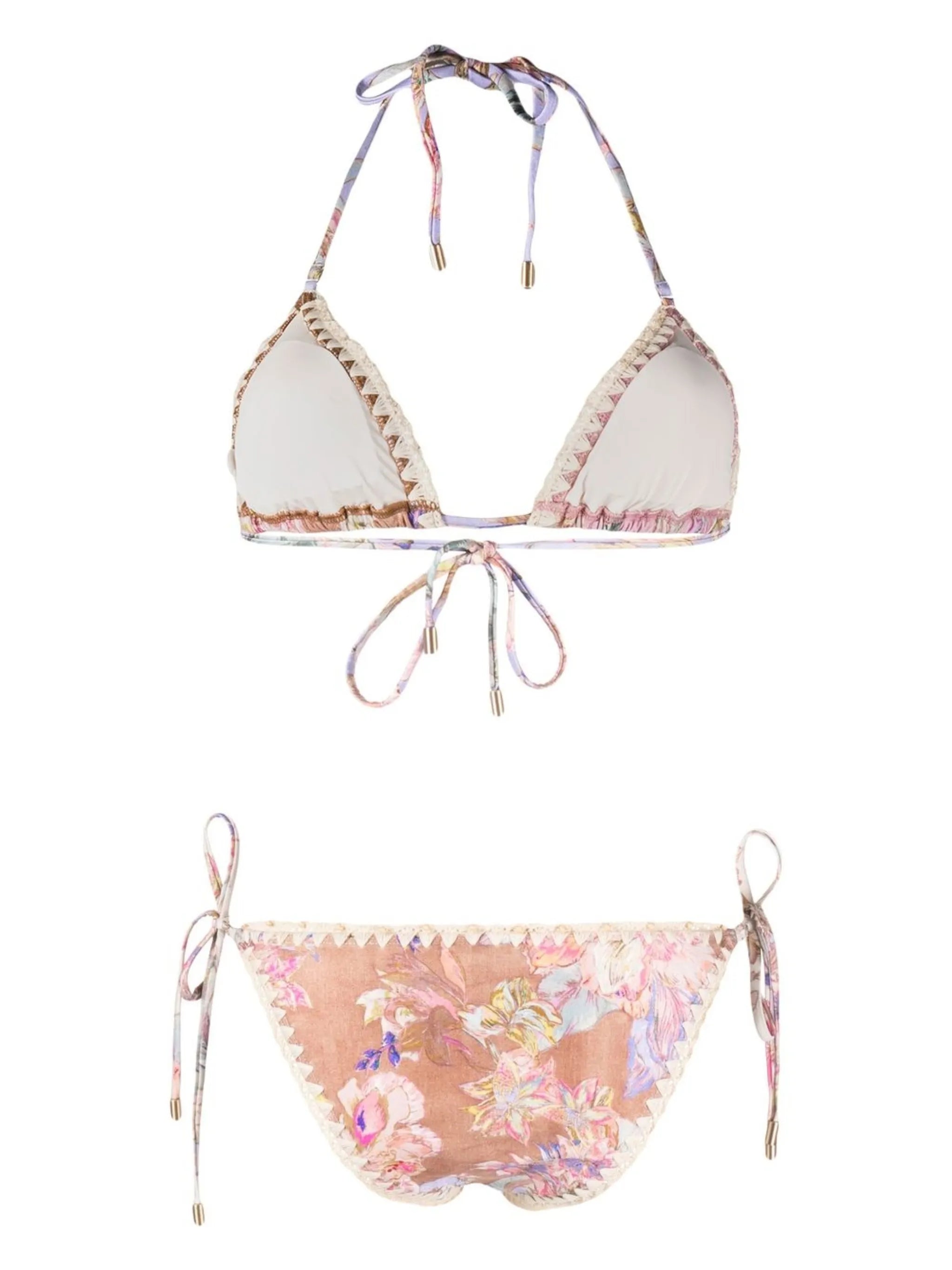 floral-print halterneck bikini