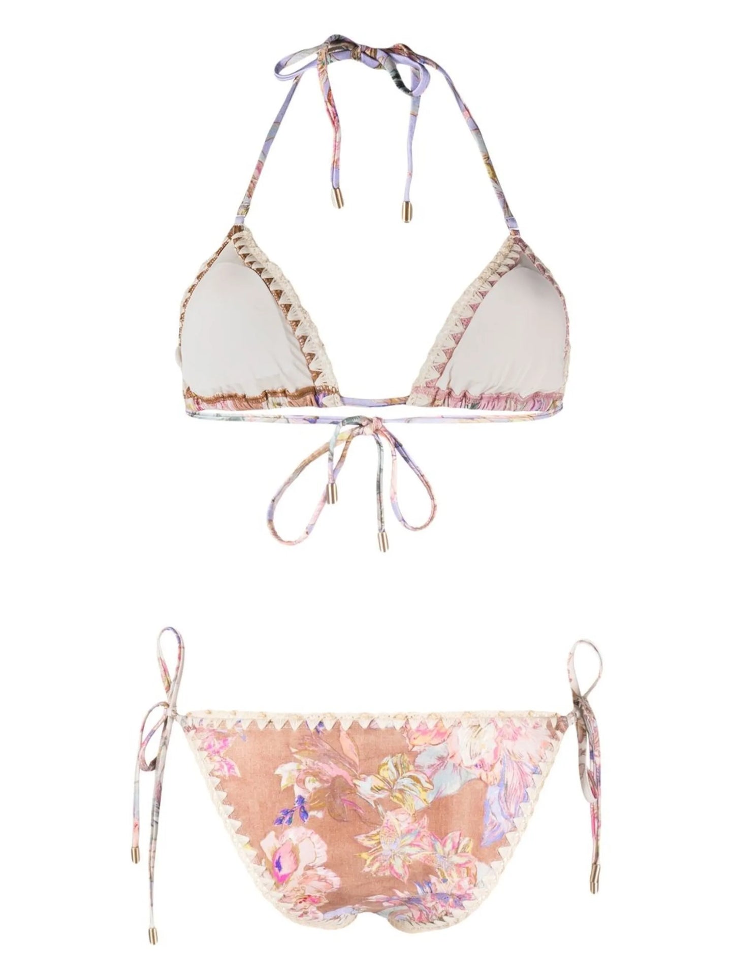 floral-print halterneck bikini