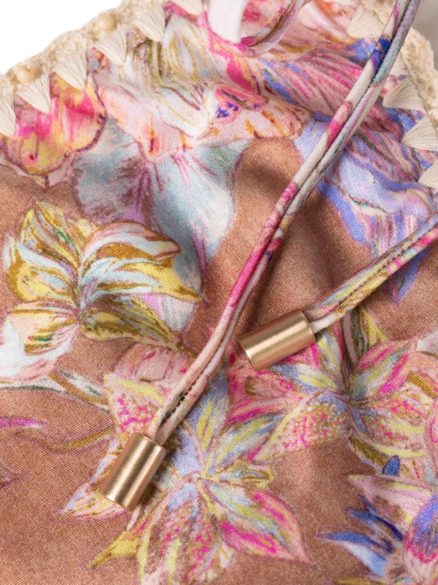 floral-print halterneck bikini