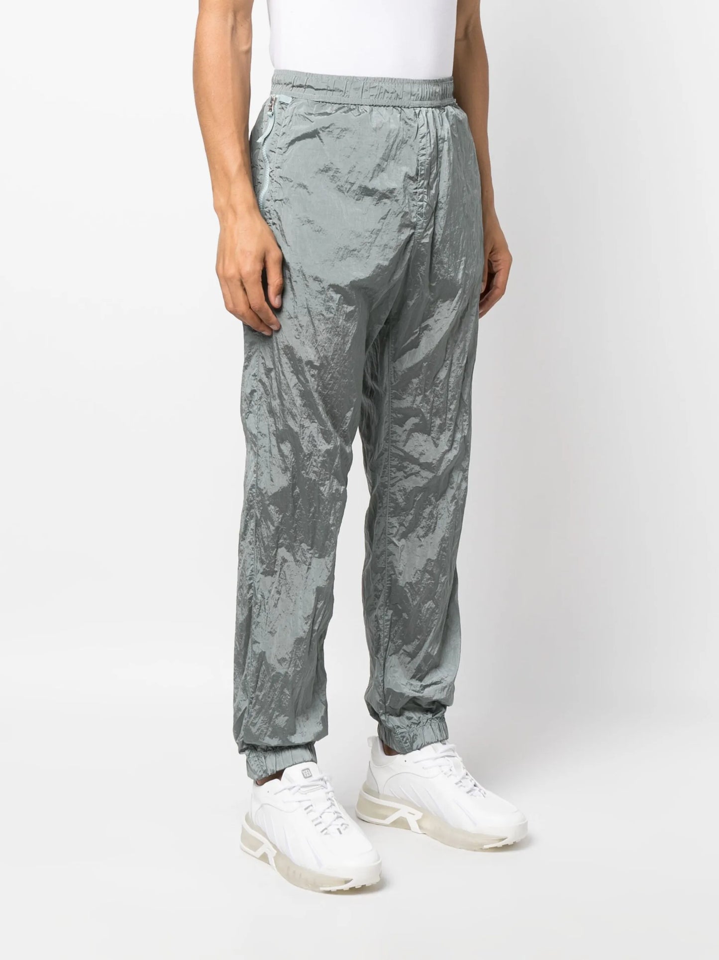 crinkled-effect track pants