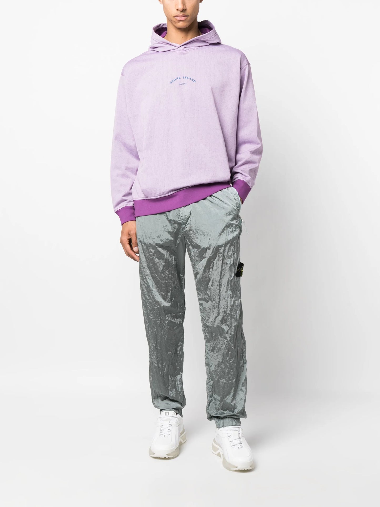 crinkled-effect track pants