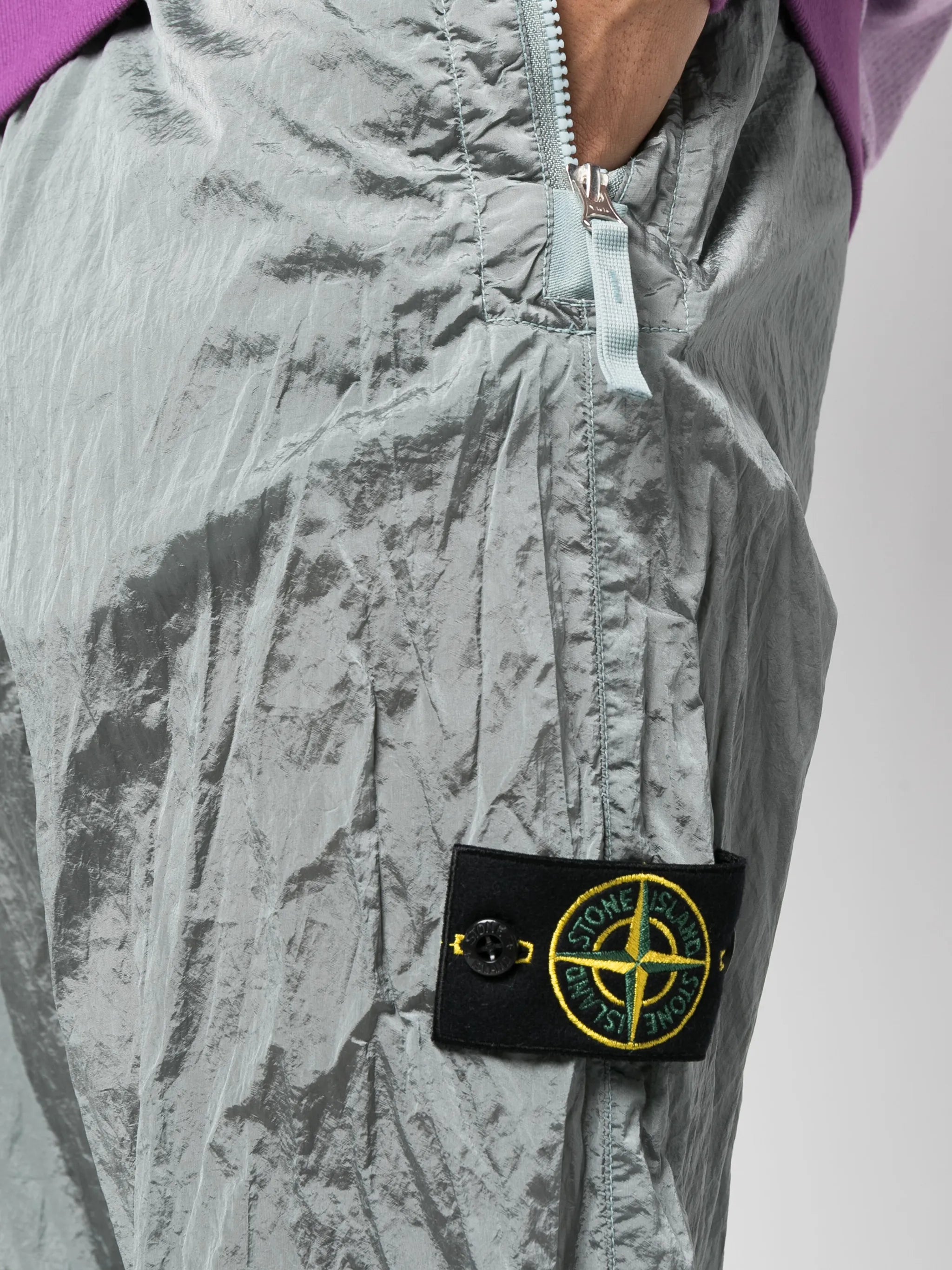 crinkled-effect track pants