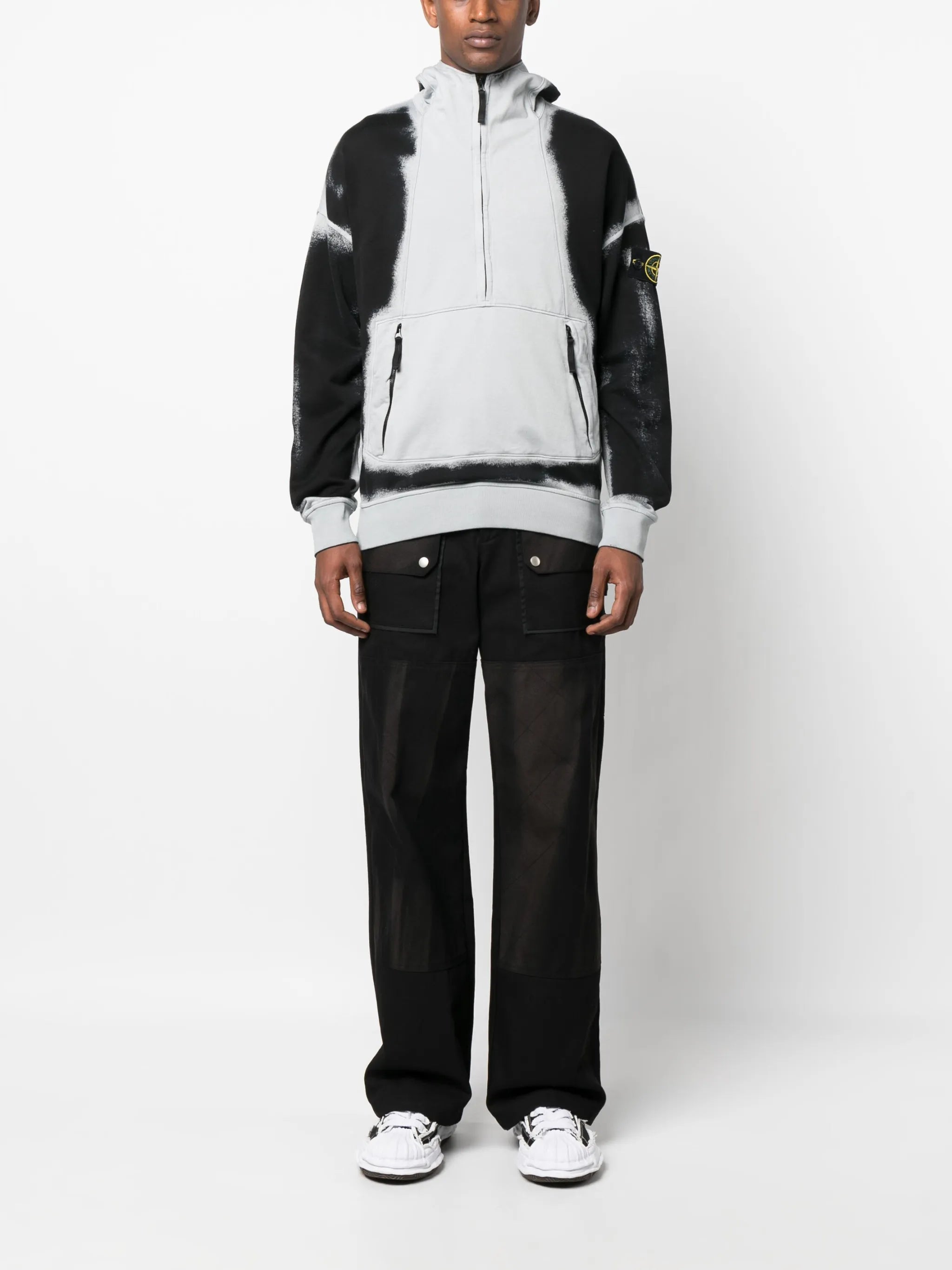 distressed-effect cotton hoodie