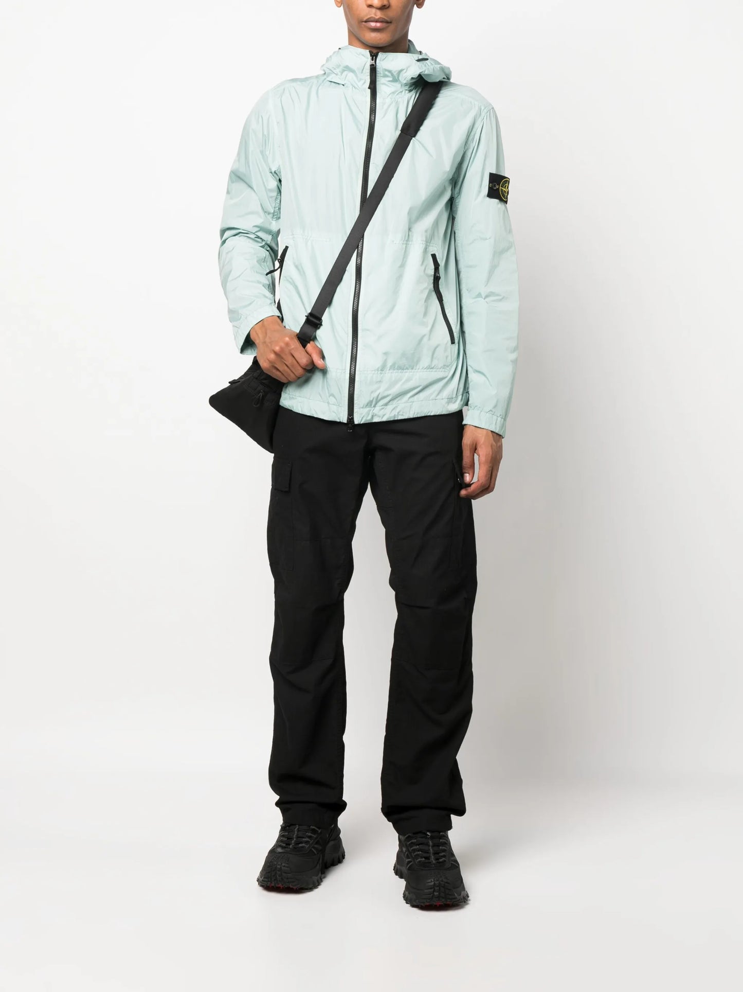 Compass-patch hooded jacket