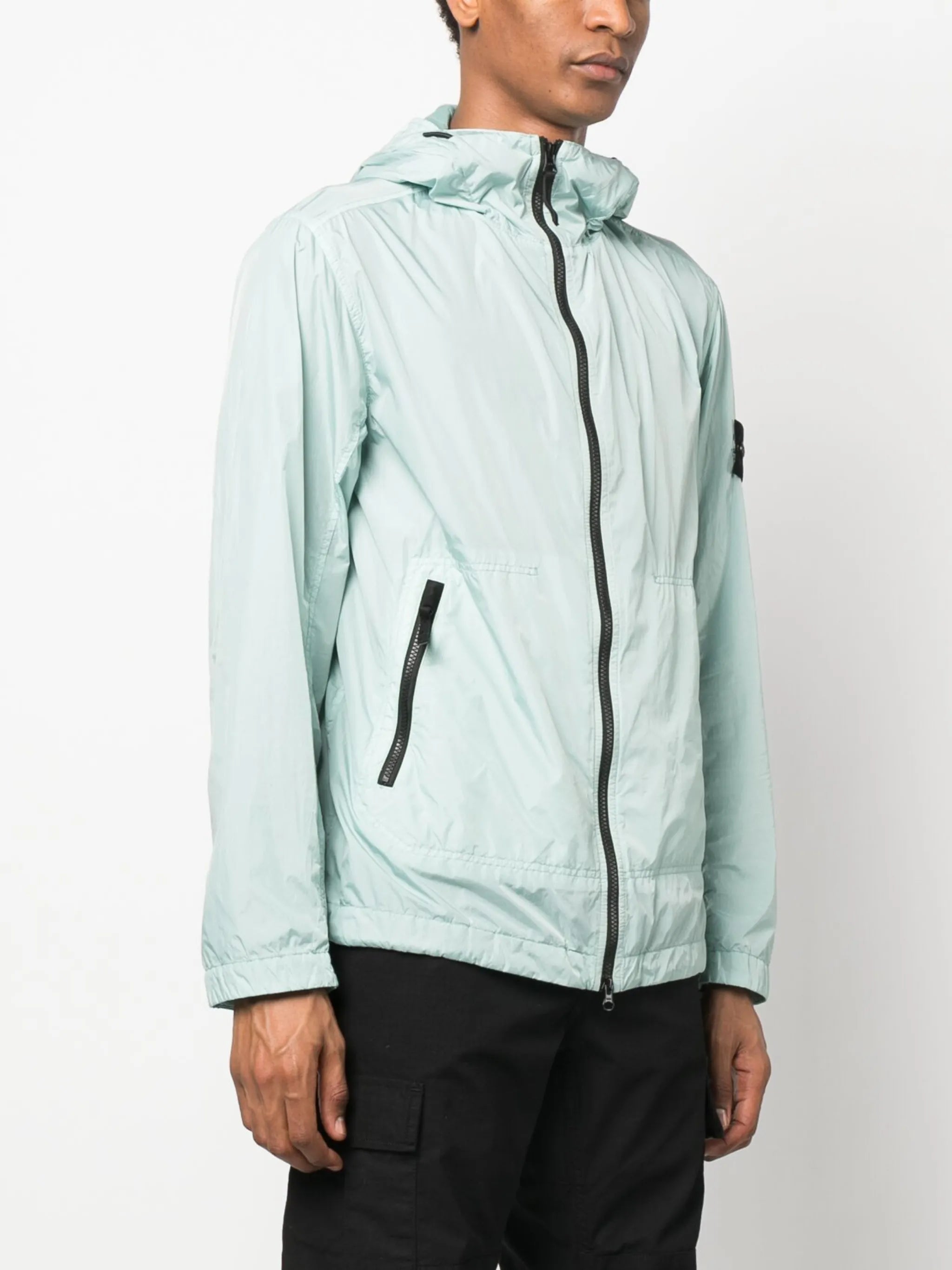 Compass-patch hooded jacket