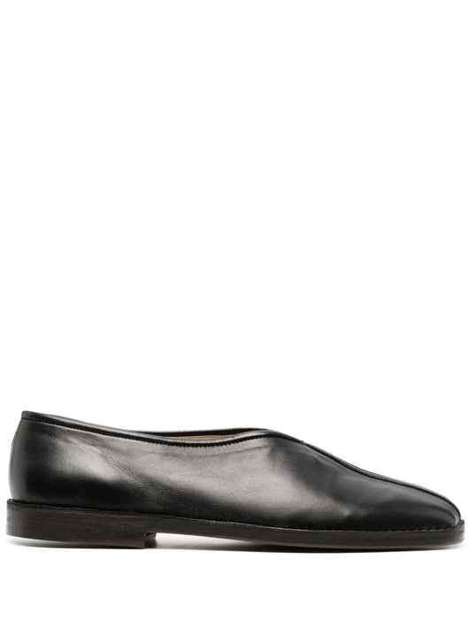 20mm square-toe piped leather loafers