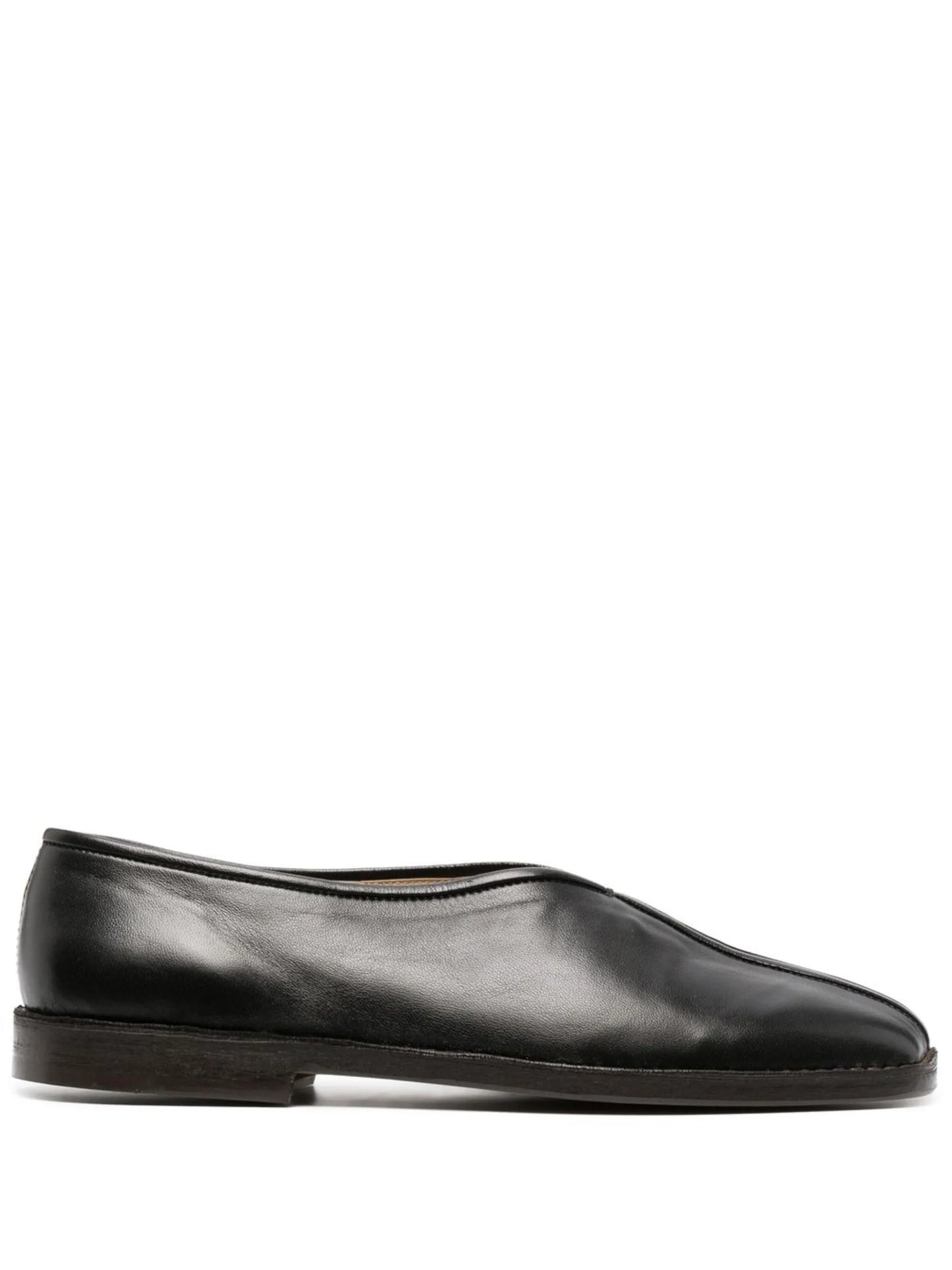 square-toe piped leather slippers