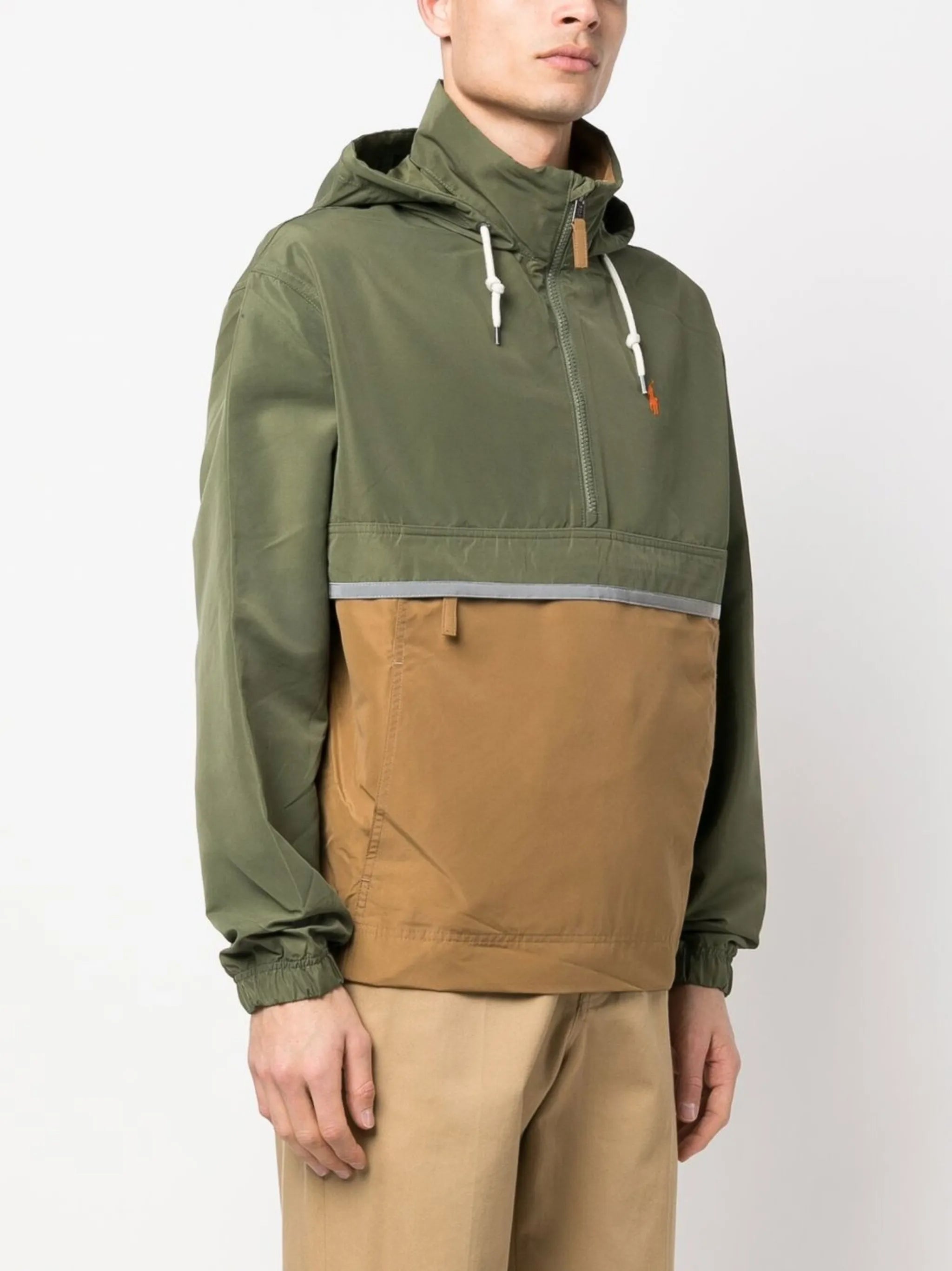 embroidered-logo half-zip hoodie