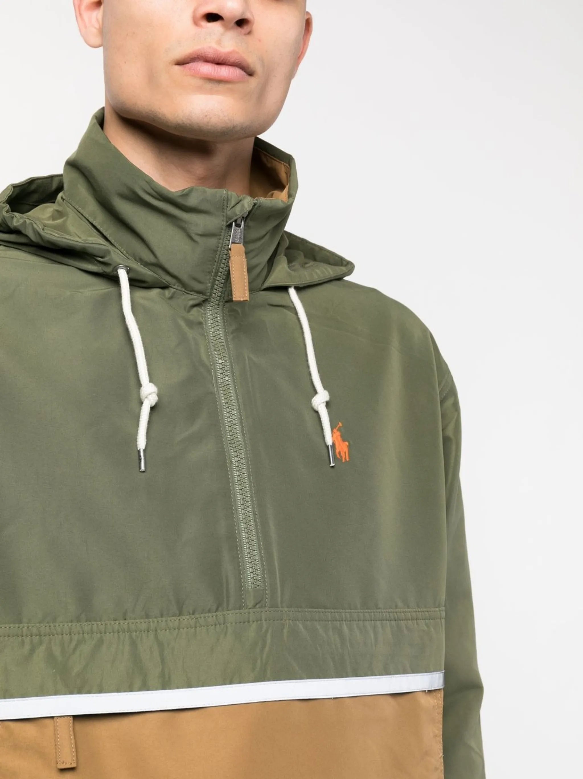 embroidered-logo half-zip hoodie