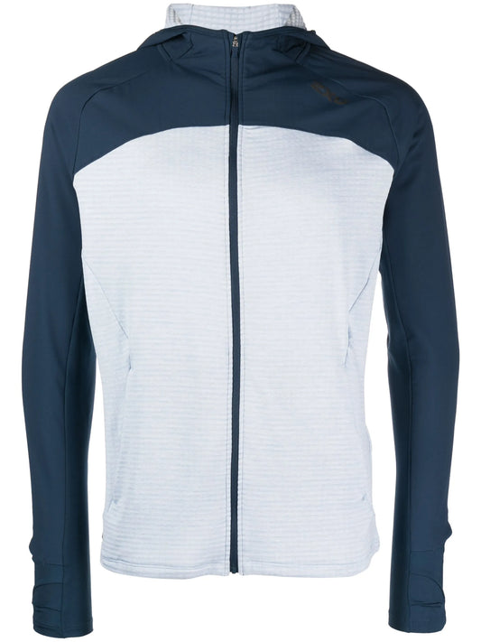 colour-block panel hooded jacket