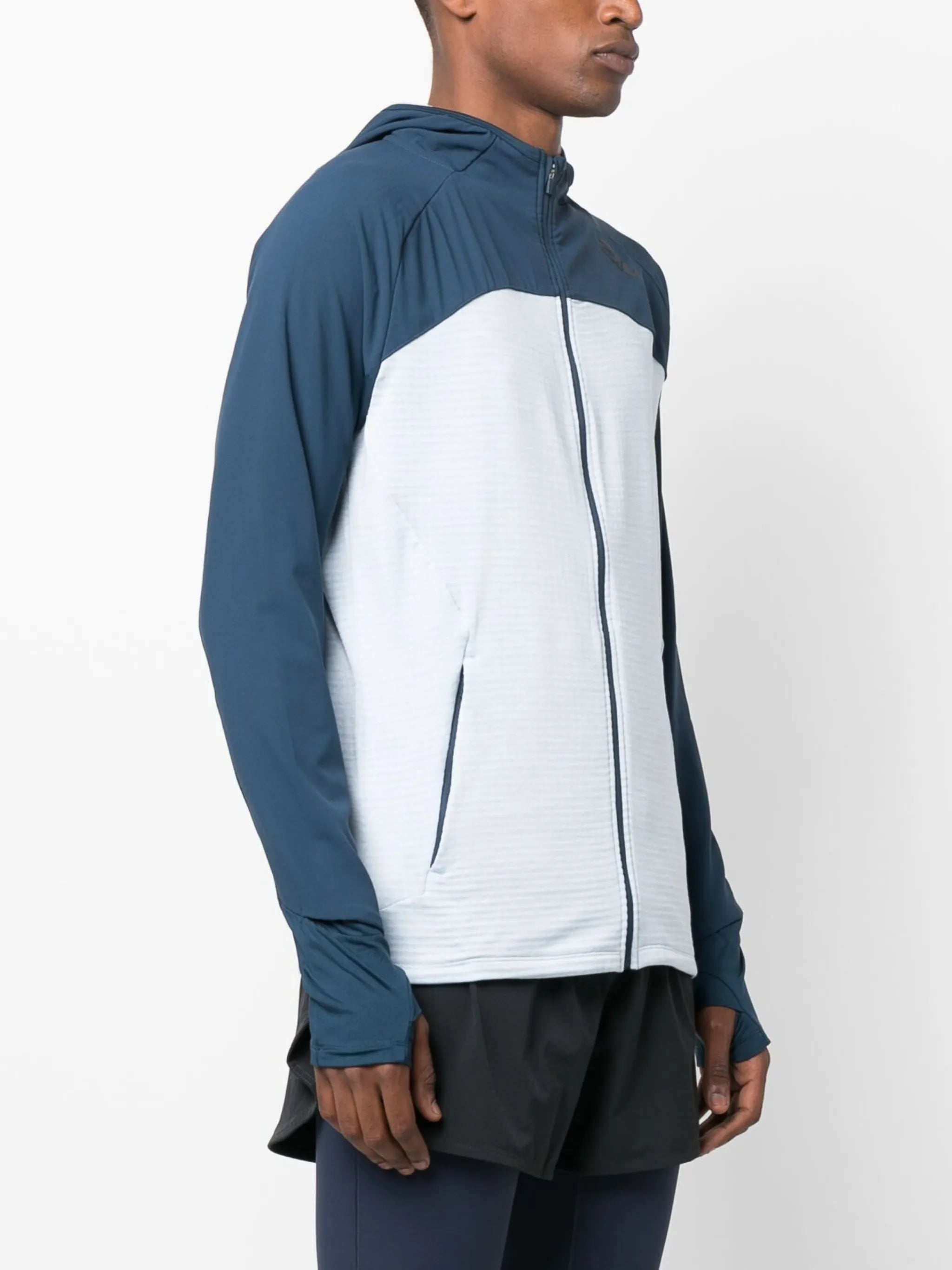 colour-block panel hooded jacket