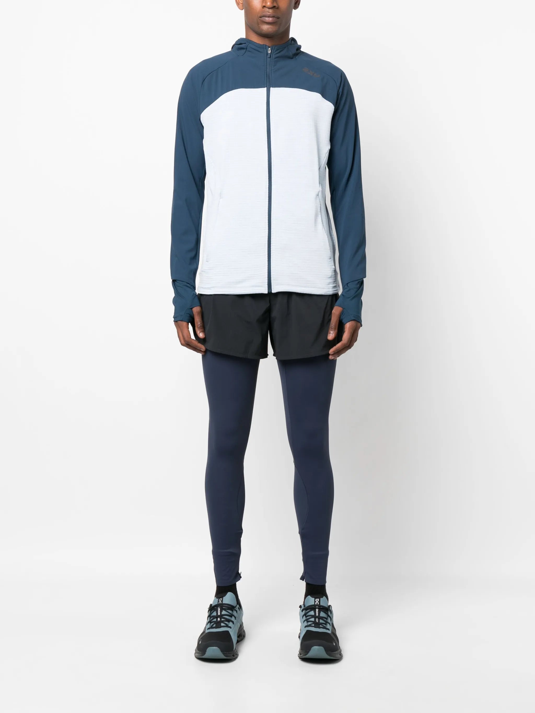 colour-block panel hooded jacket