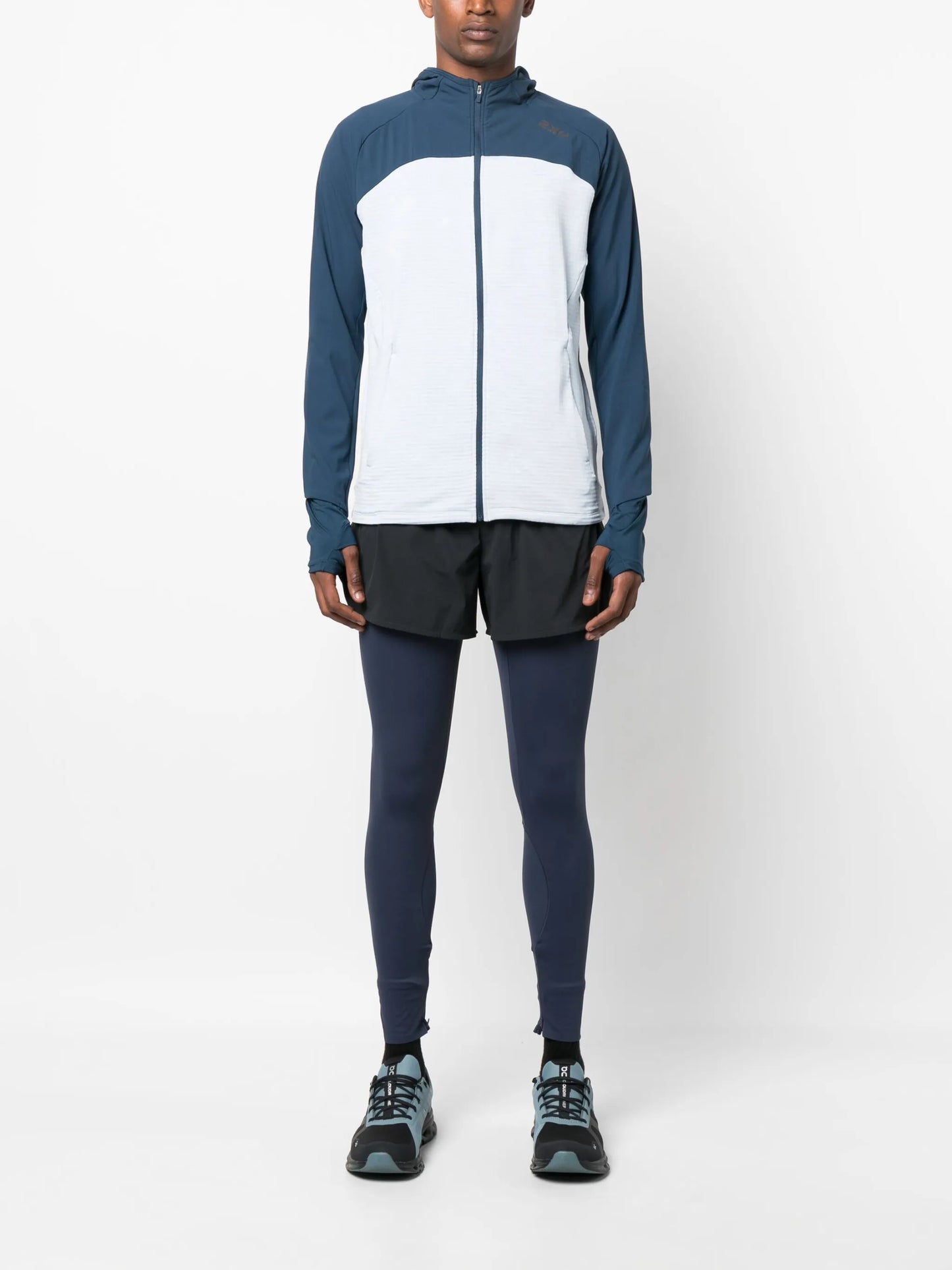 colour-block panel hooded jacket