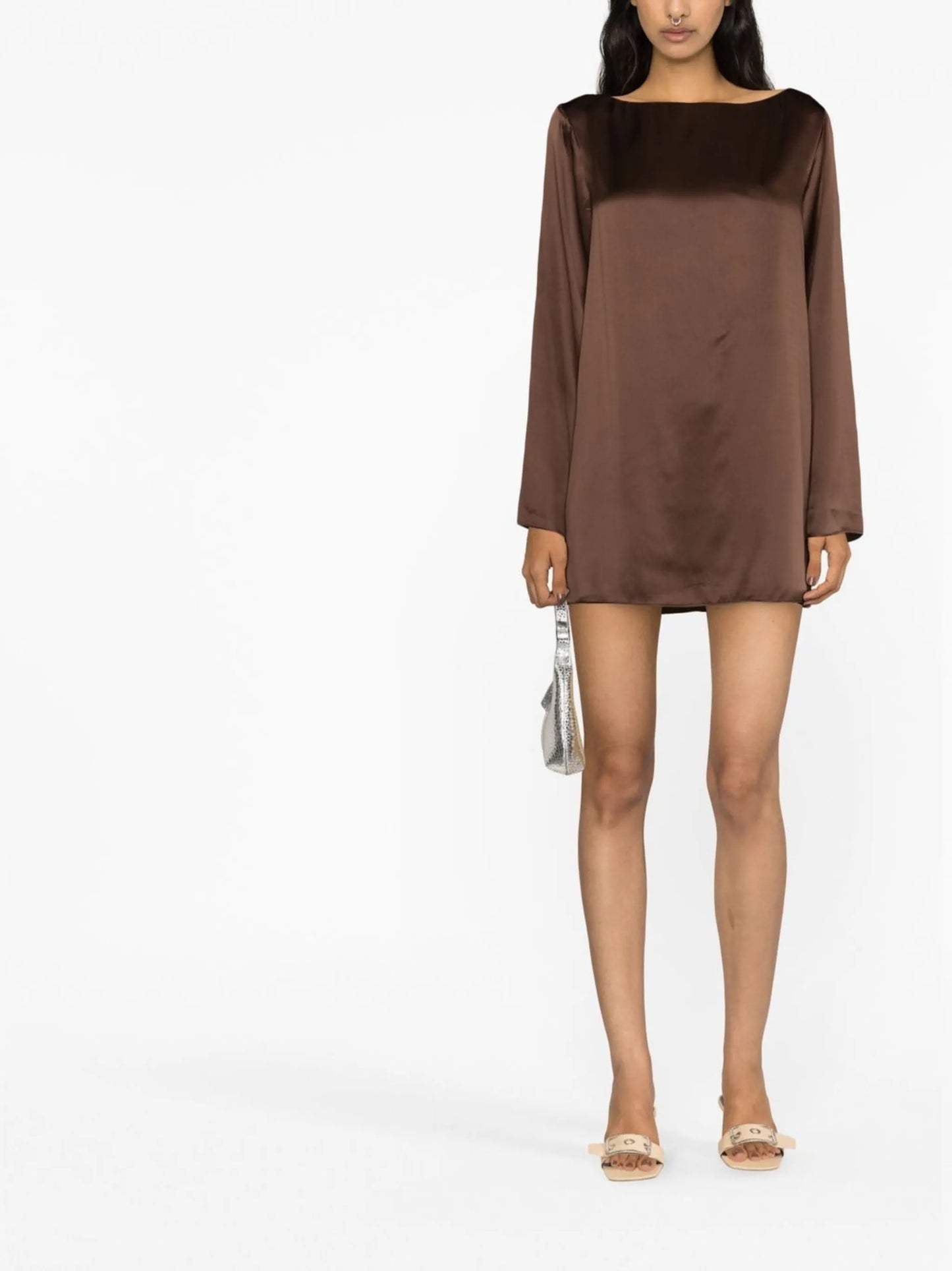 Ilyse silk long-sleeve minidress