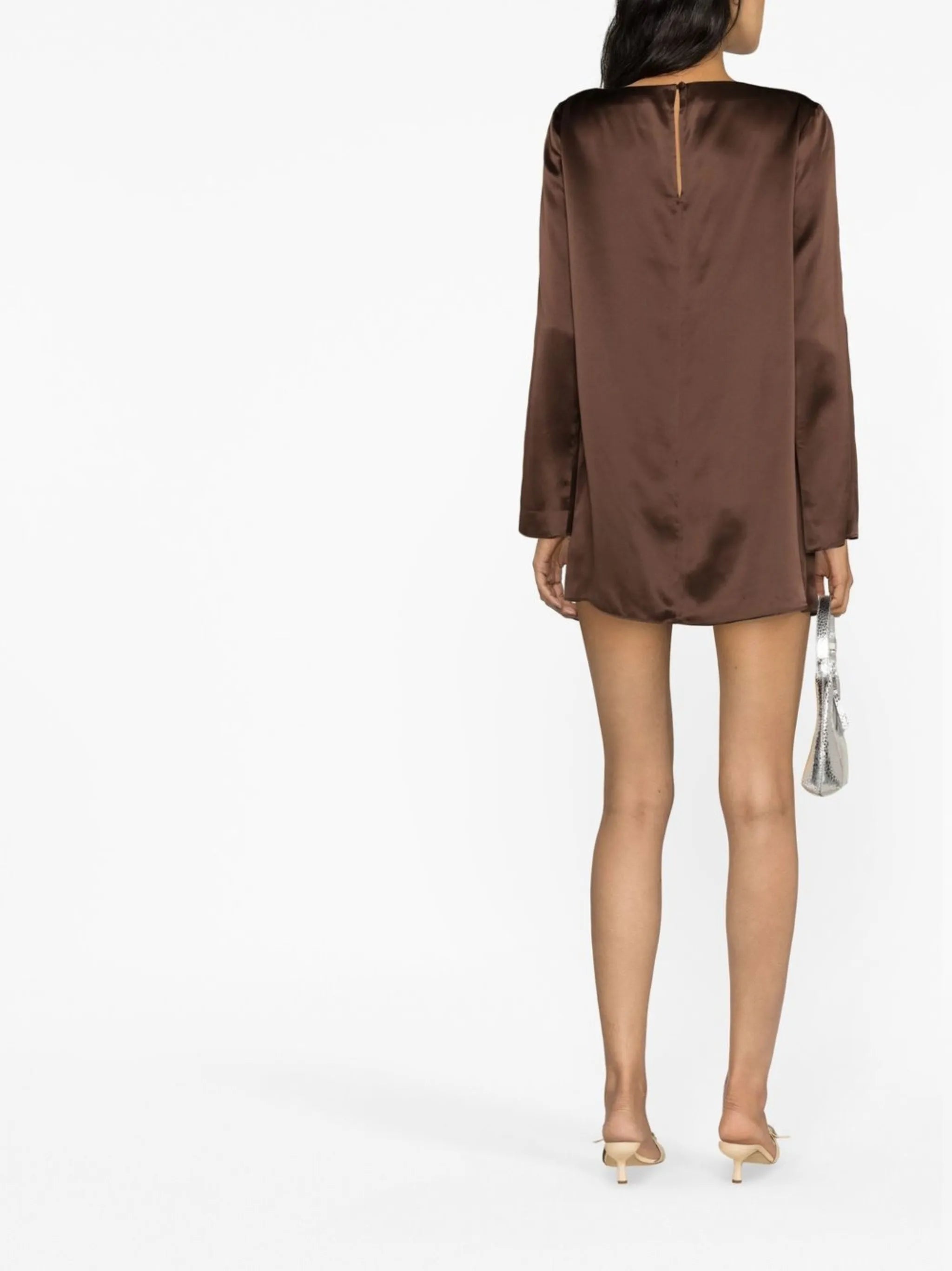 Ilyse silk long-sleeve minidress