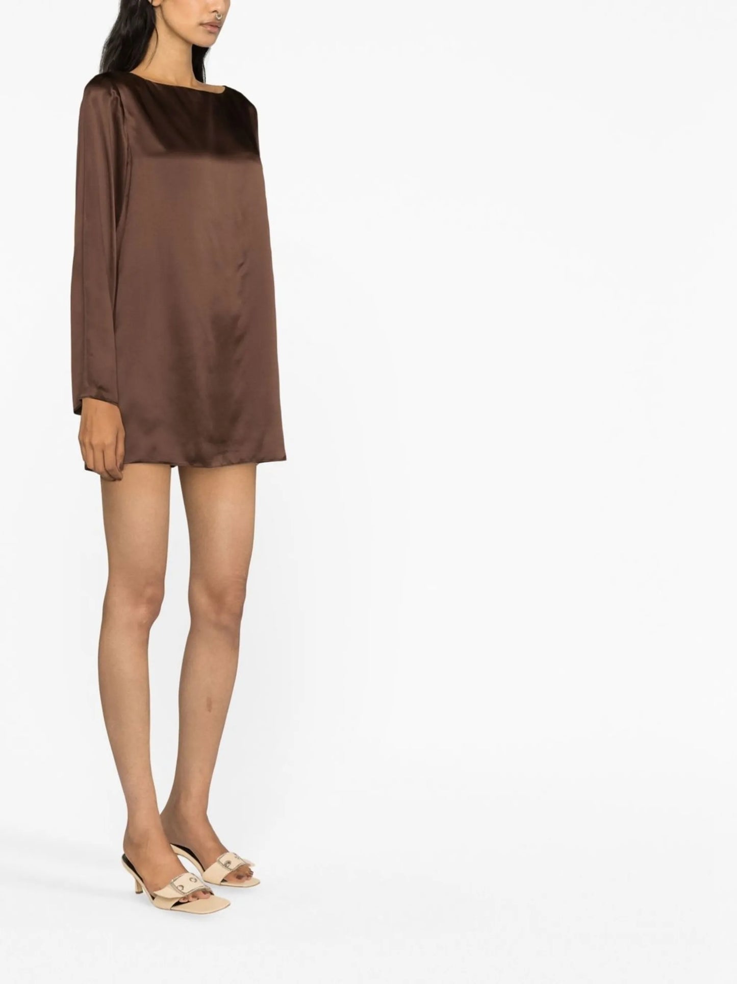 Ilyse silk long-sleeve minidress