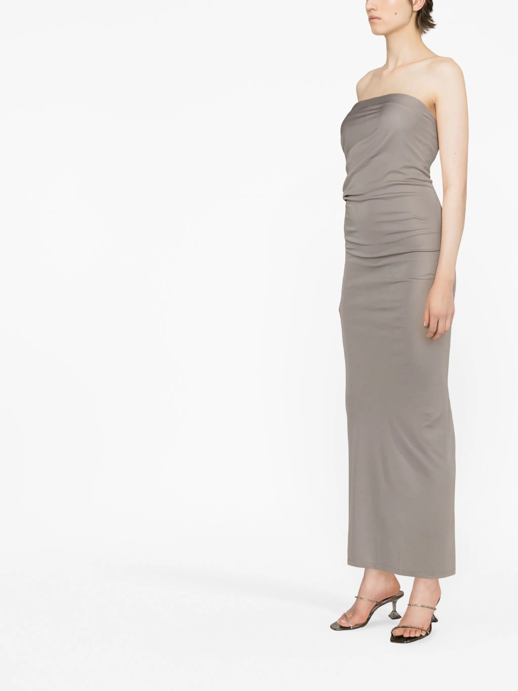 strapless ruched dress