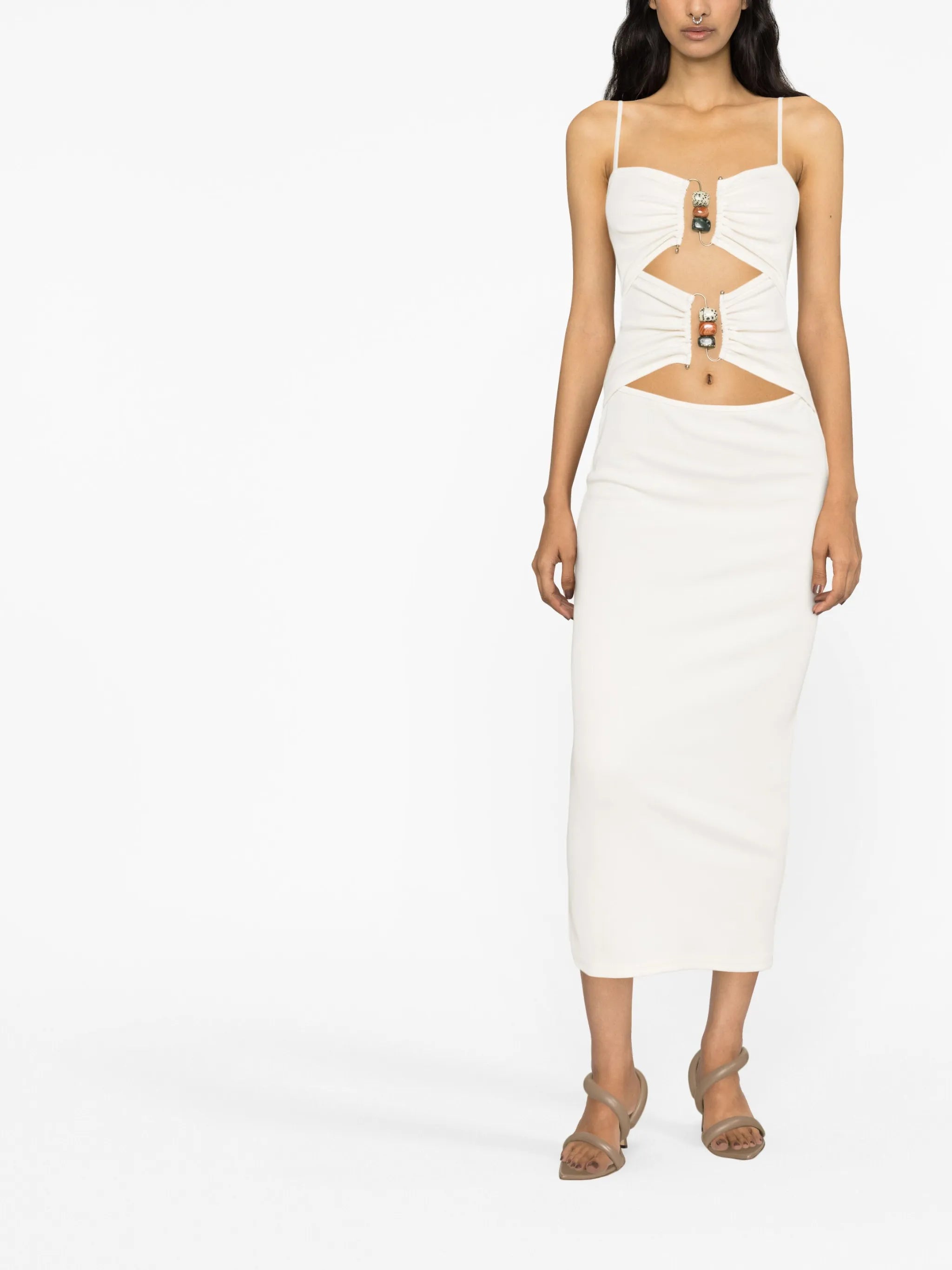 ruched cut-out midi dress