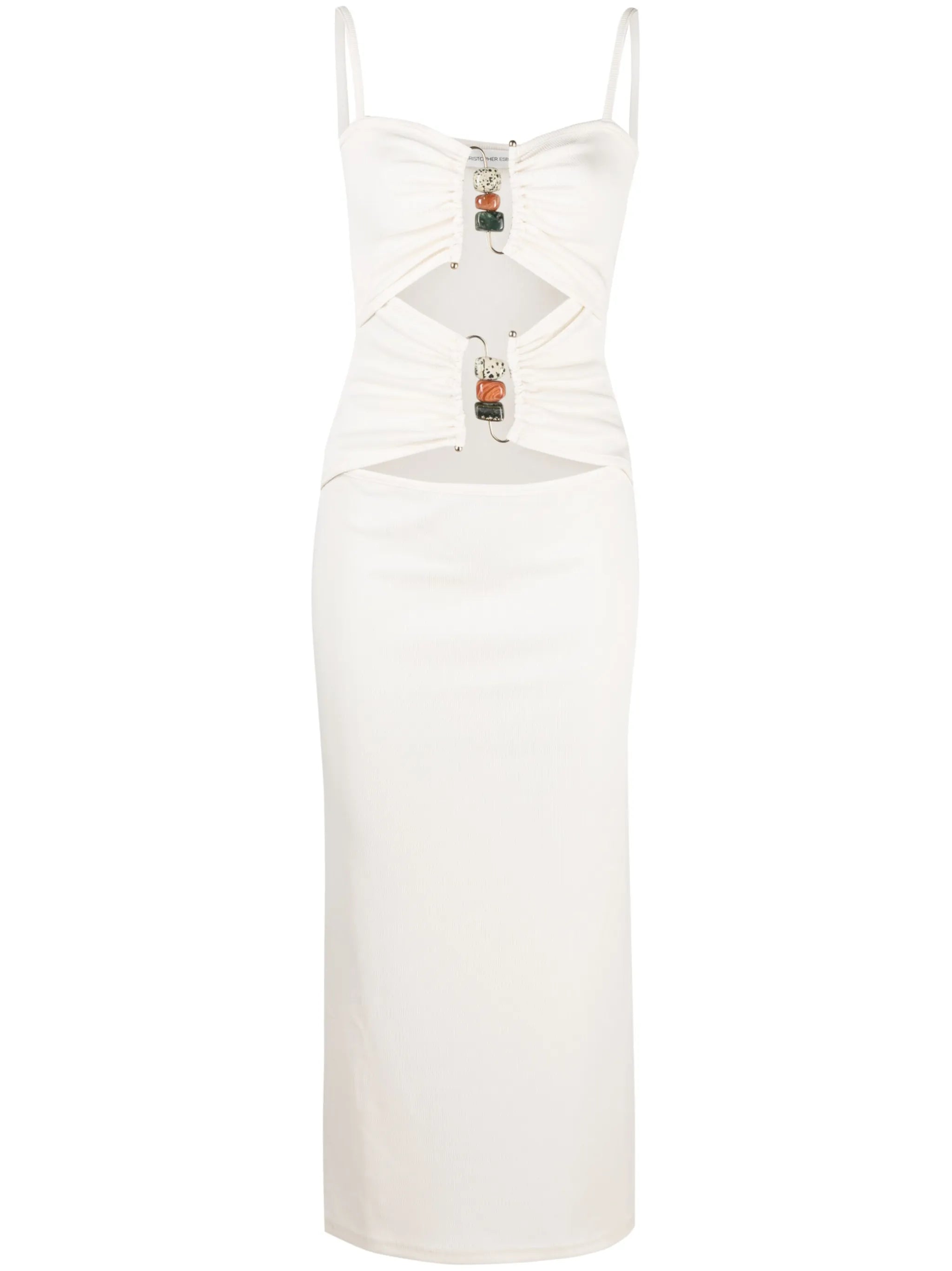 ruched cut-out midi dress