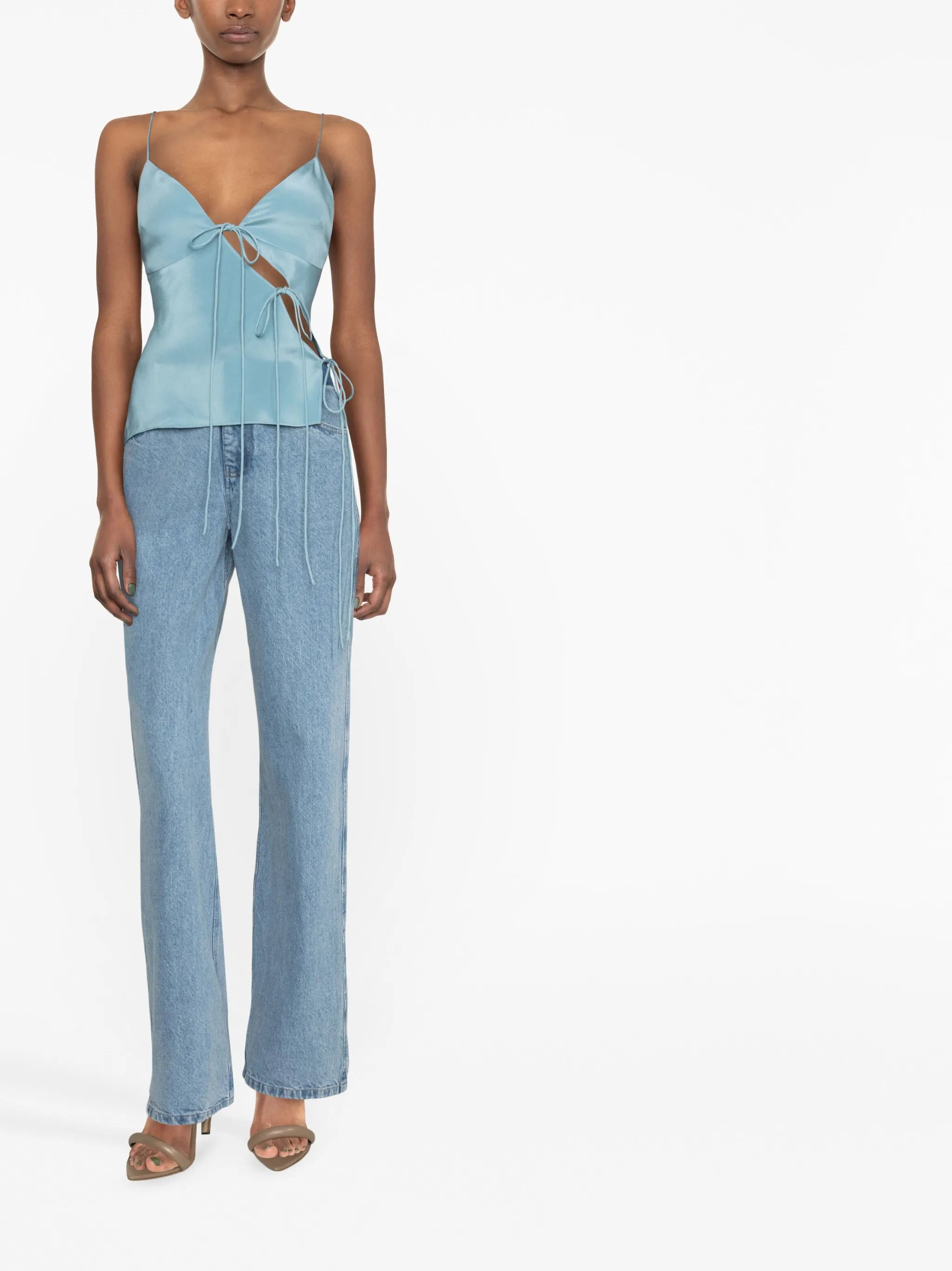 slope silk lace-up camisole
