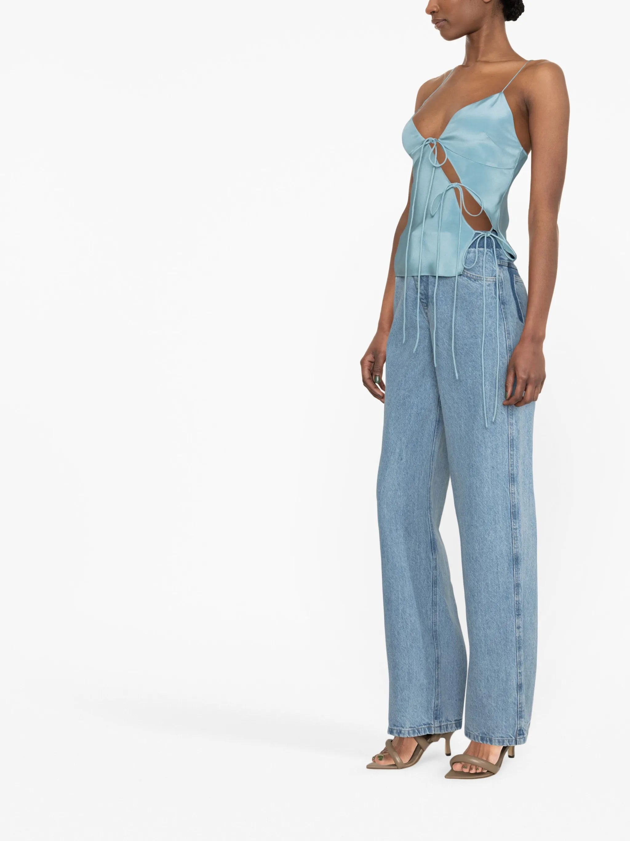 slope silk lace-up camisole