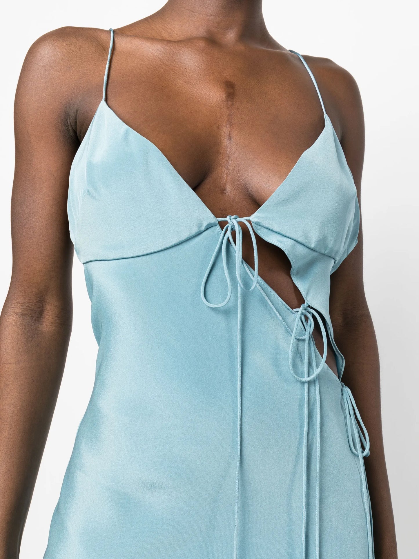 cut-out silk dress
