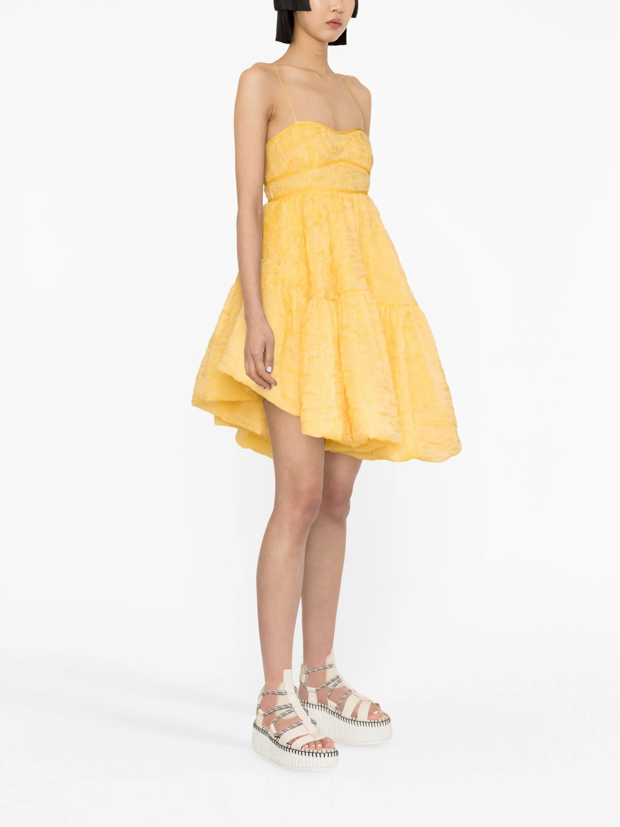 Demi asymmetric matelassé silk minidress