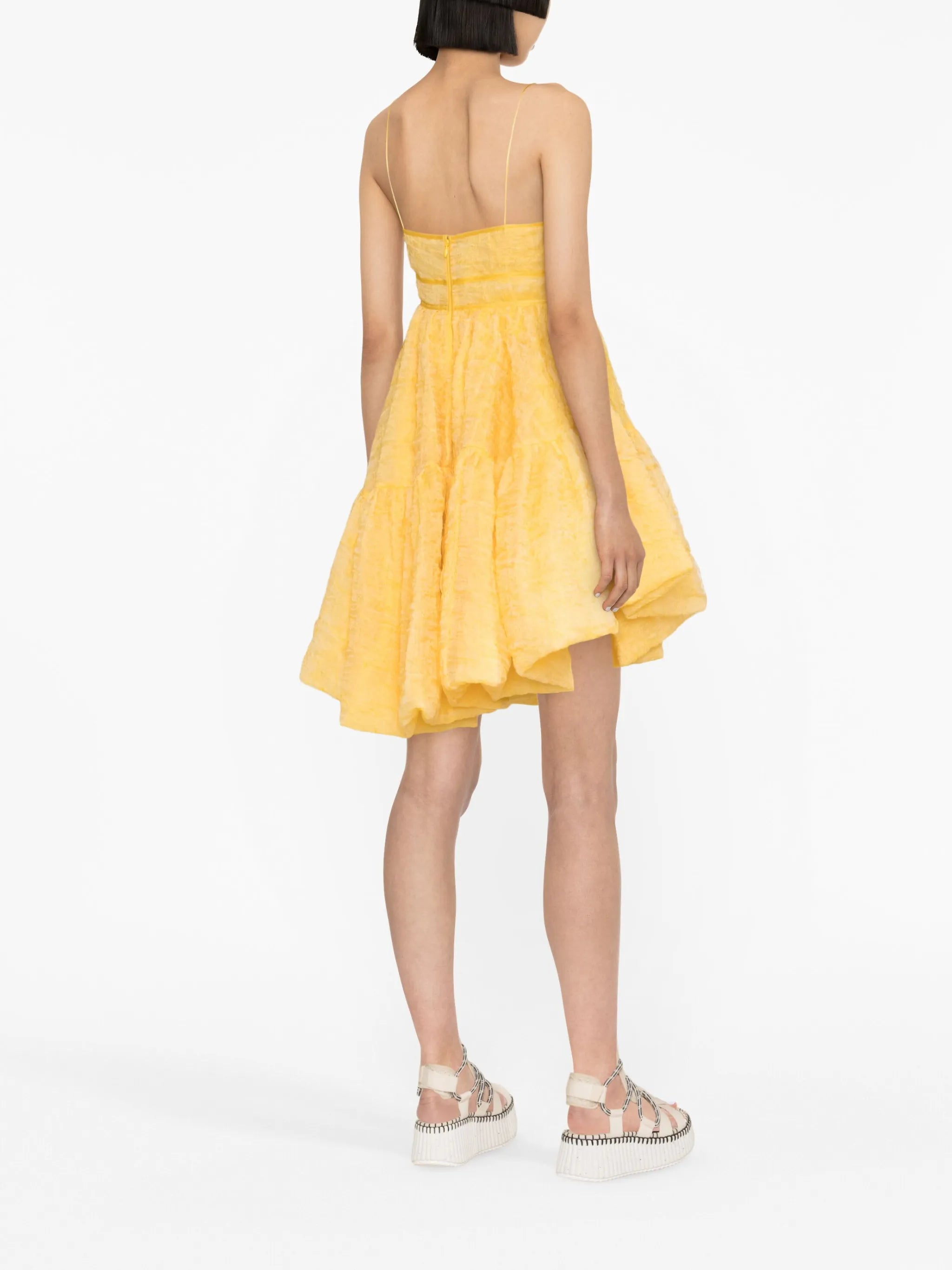 Demi asymmetric matelassé silk minidress