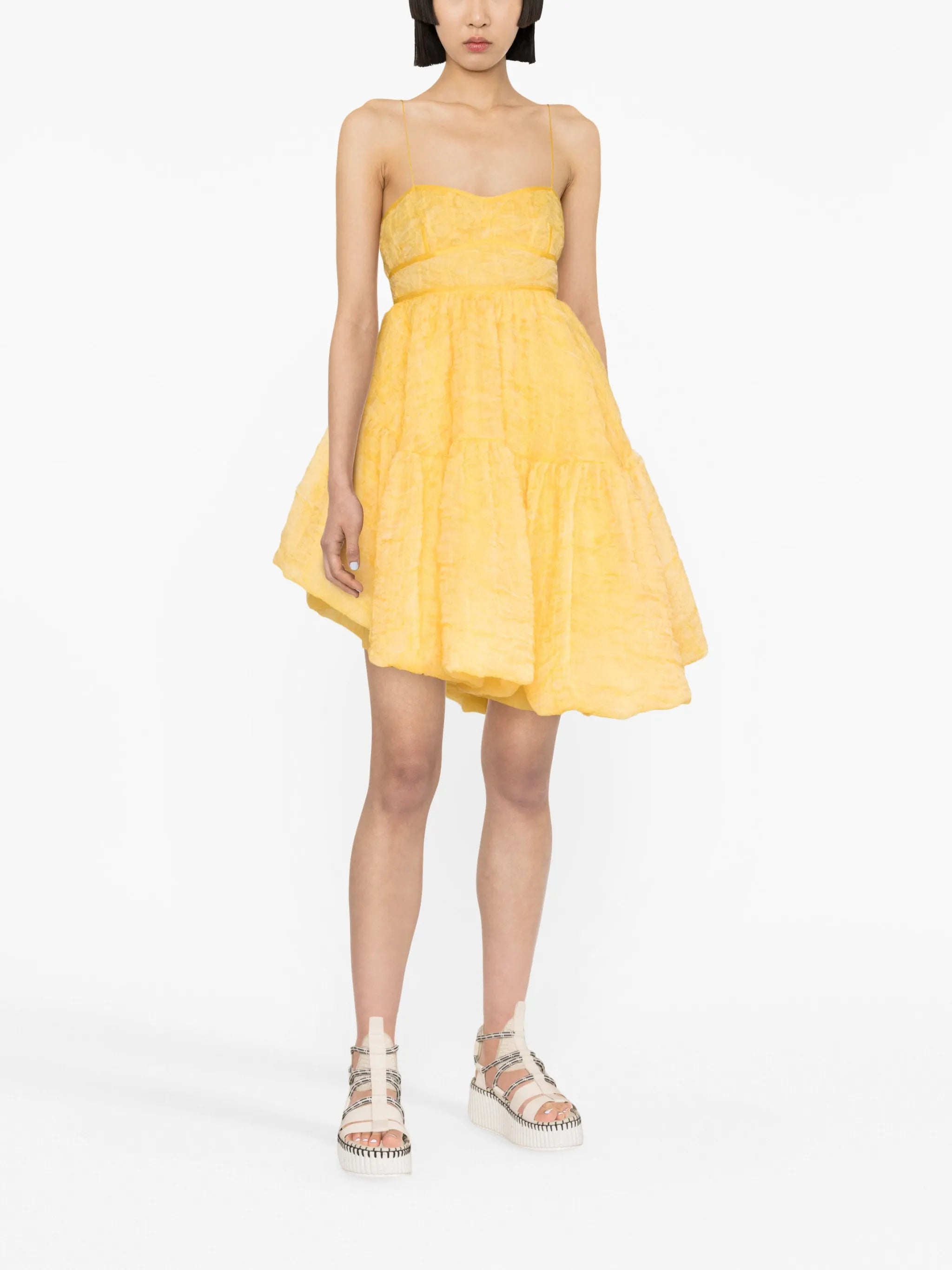 Demi asymmetric matelassé silk minidress