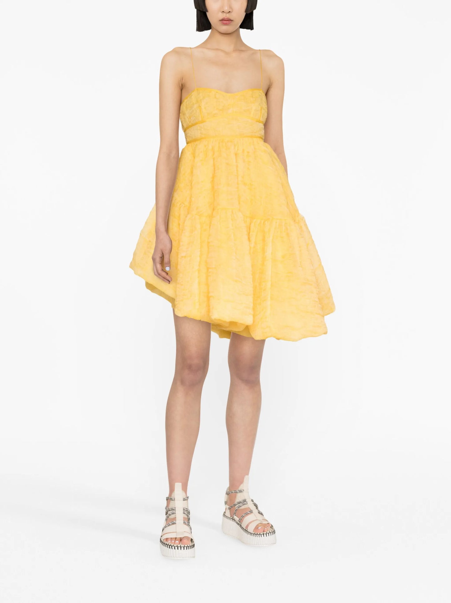 Demi asymmetric matelassé silk minidress