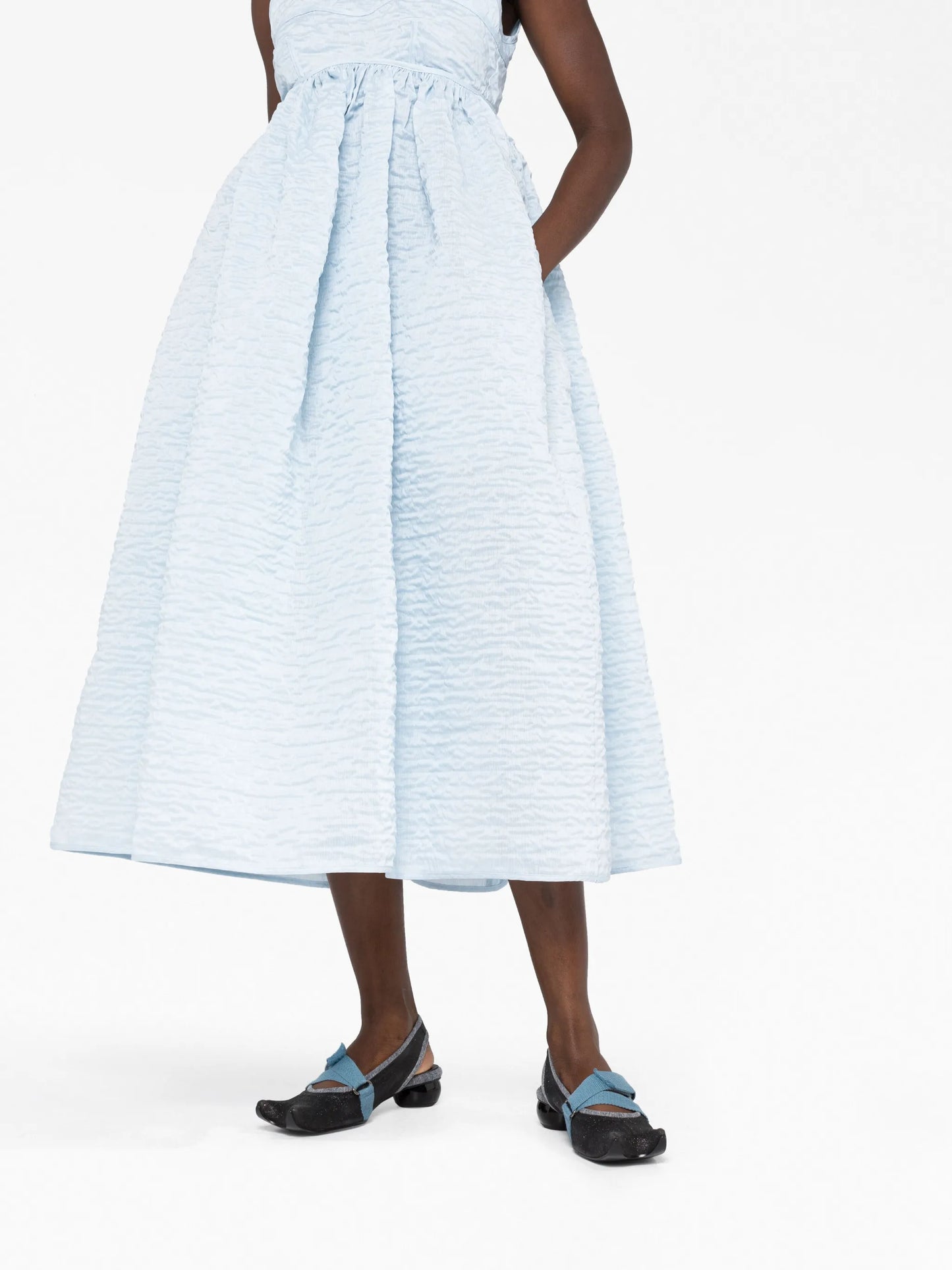 Soleil matelassé midi dress