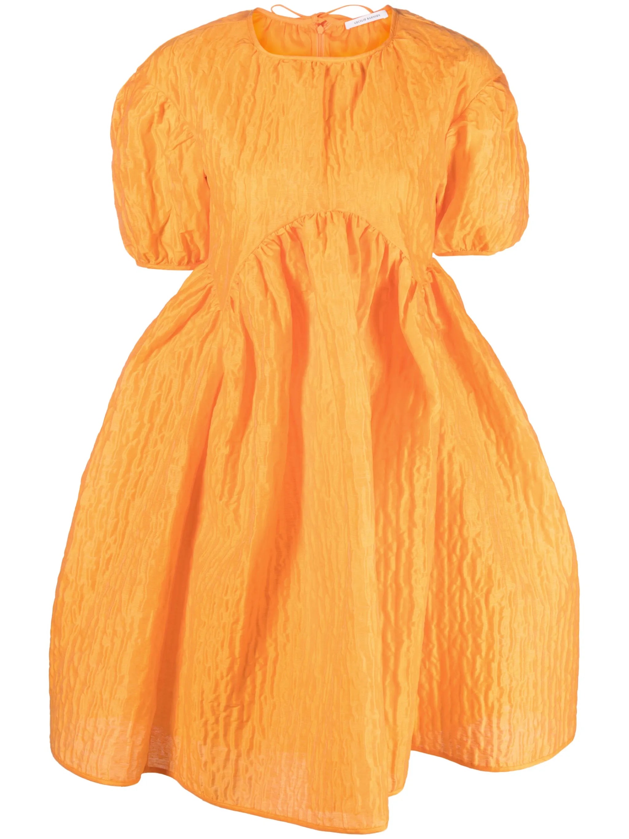 Thelma puff-sleeve matelassé minidress