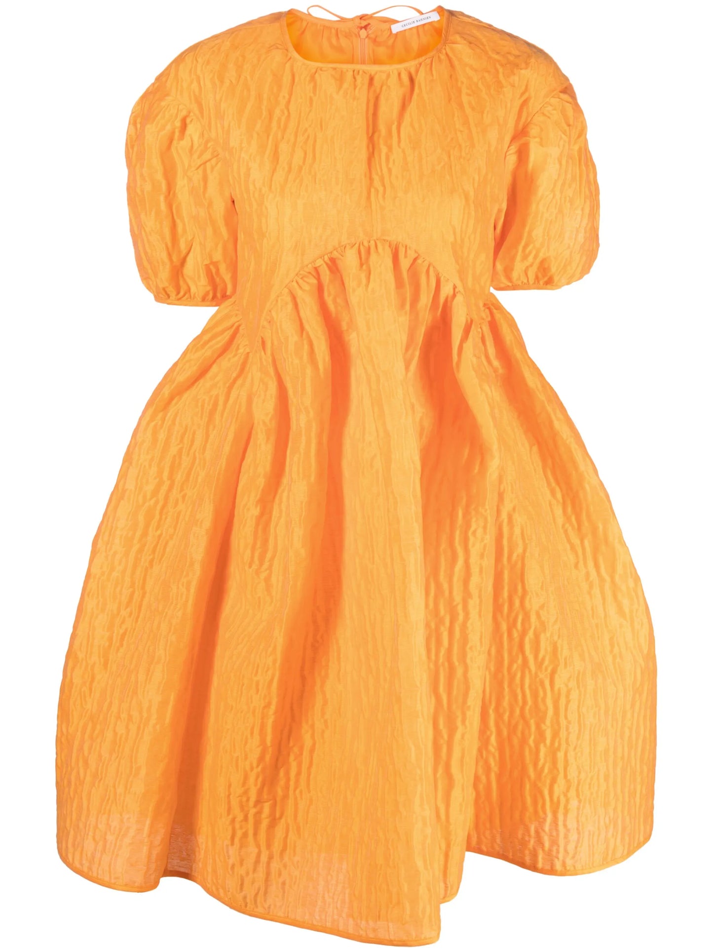 Thelma puff-sleeve matelassé minidress