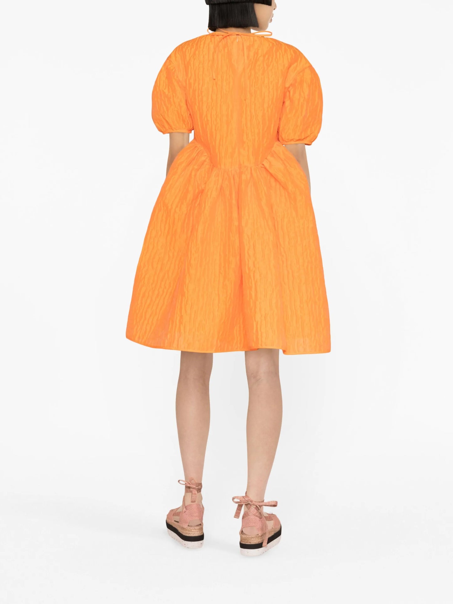 Thelma puff-sleeve matelassé minidress
