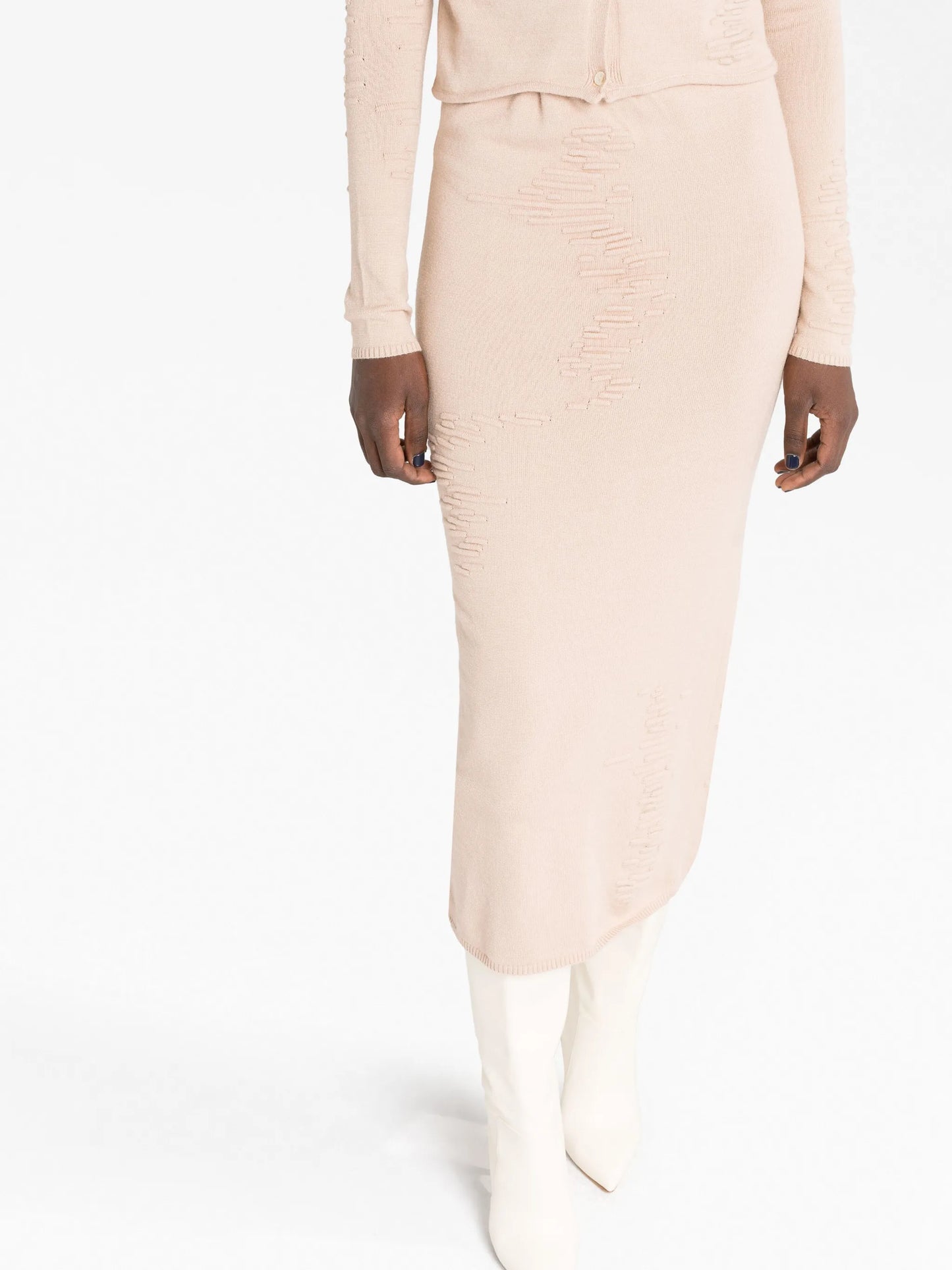 Muscle knitted midi skirt